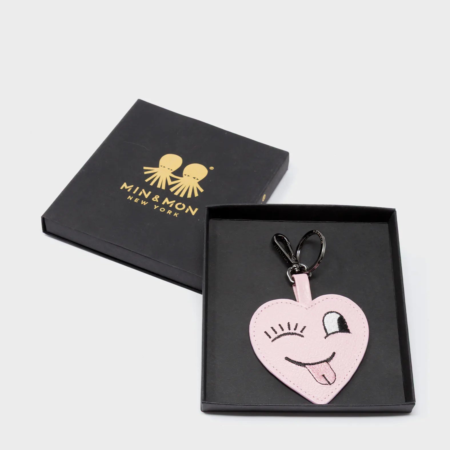 Hearty Smile Charm - Parfait Pink Leather Keychain - Package