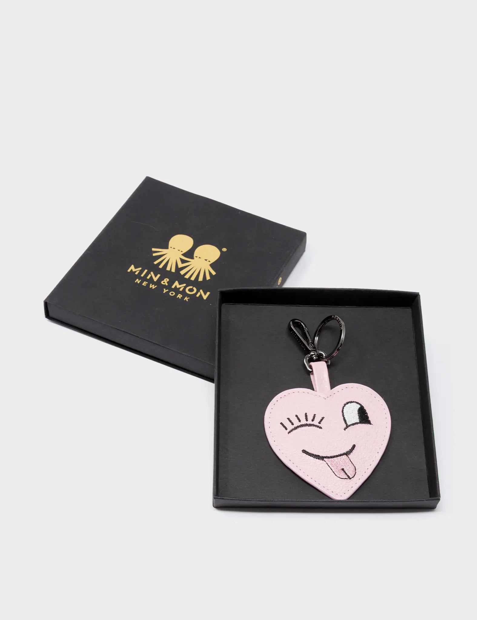 Hearty Smile Charm - Parfait Pink Leather Keychain - Package
