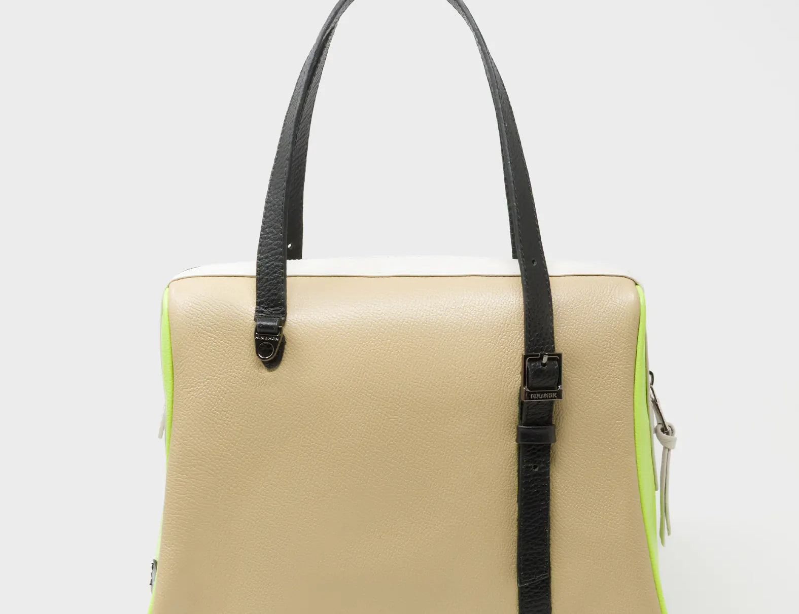 Esther Taos Taupe Satchel Bag - Retro Tiger Design - Back View