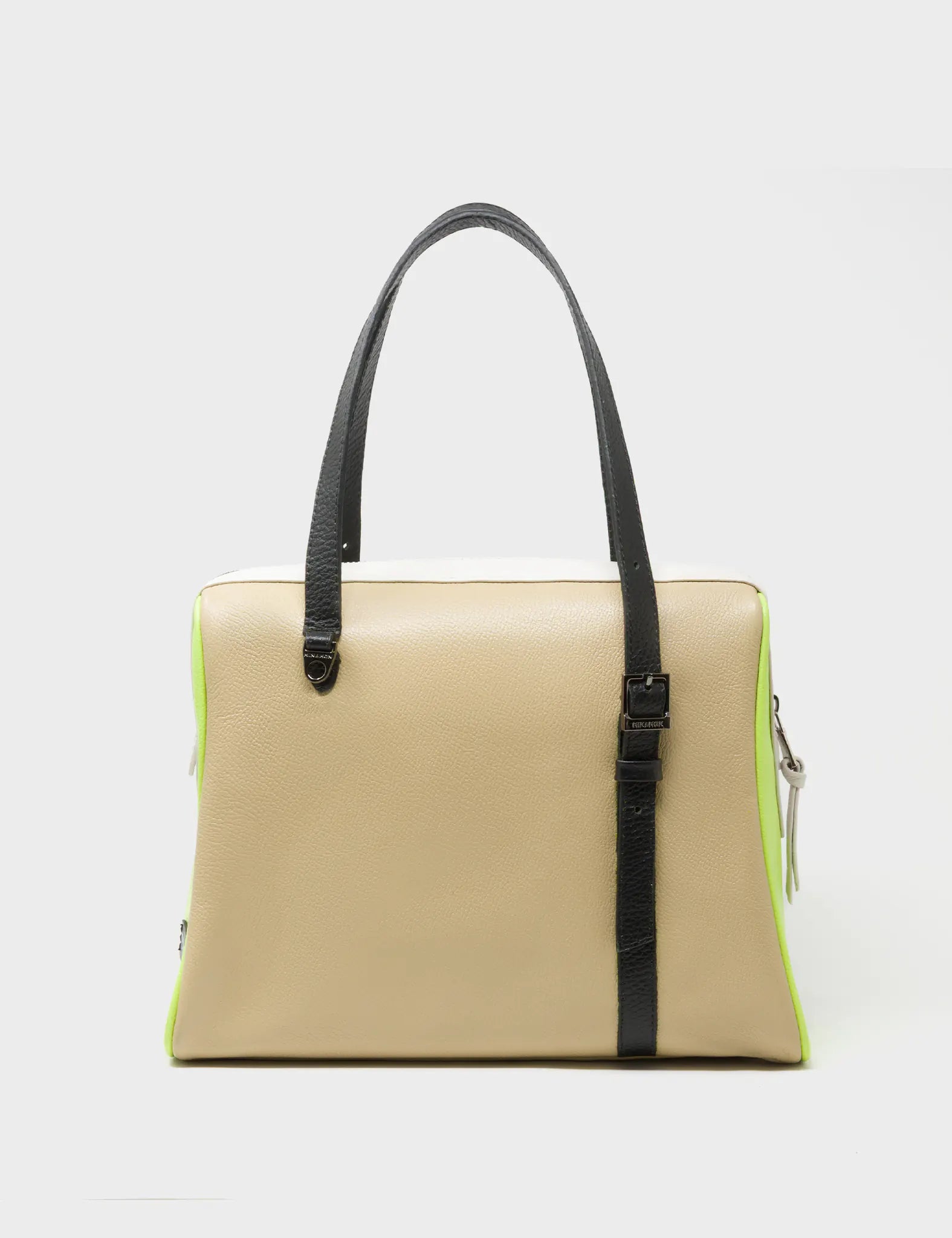 Esther Taos Taupe Satchel Bag - Retro Tiger Design - Back View