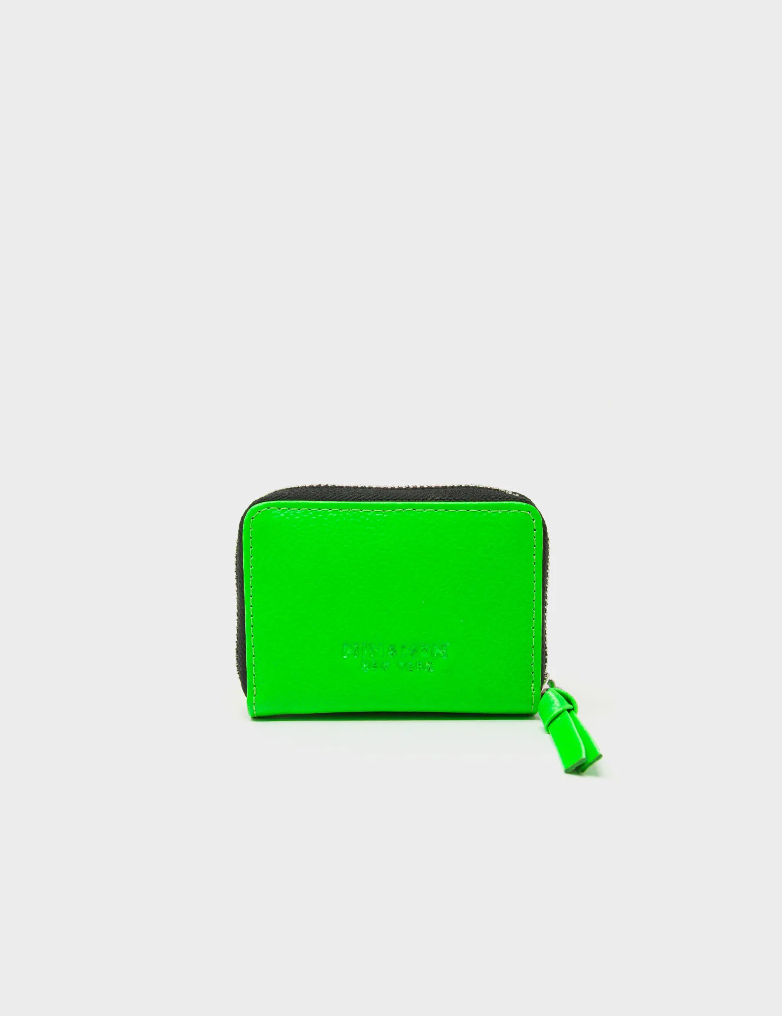 Frodo Neon Green Leather Zip Around Wallet - Eyes Engraved - Back
