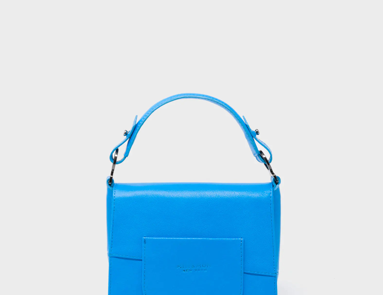 Anastasio Micro Crossbody Handbag Hawaii Blue Leather - Eyes Embroidery - Back 