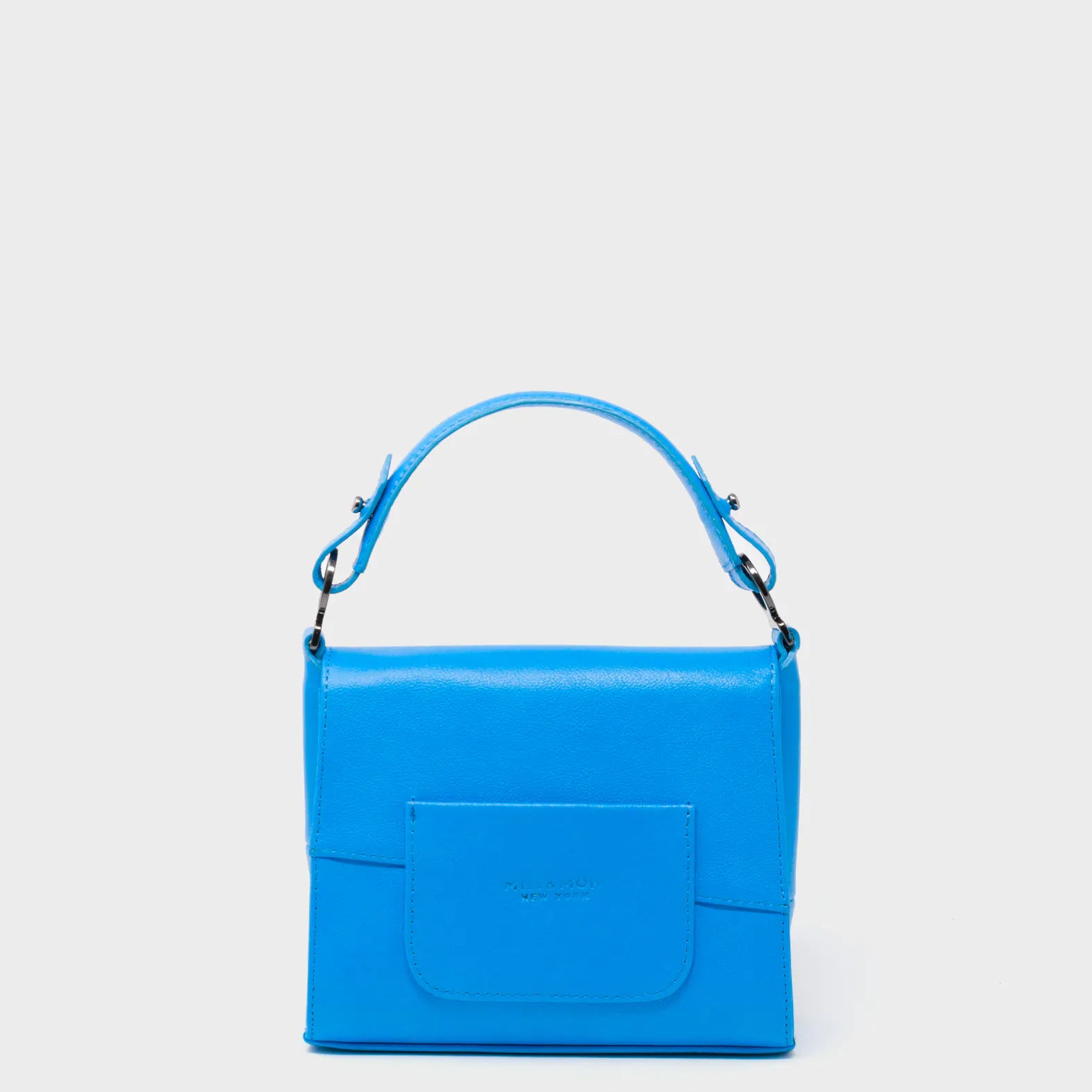 Anastasio Micro Crossbody Handbag Hawaii Blue Leather - Eyes Embroidery - Back 