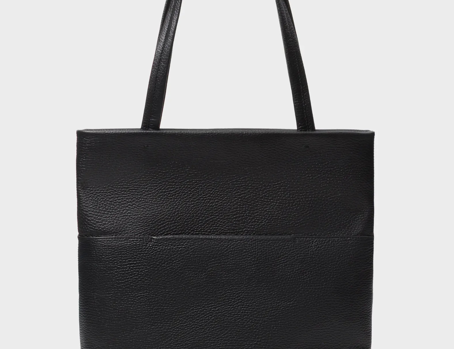 Matt Black Leather Tote Bag - Floralia Design - Back View