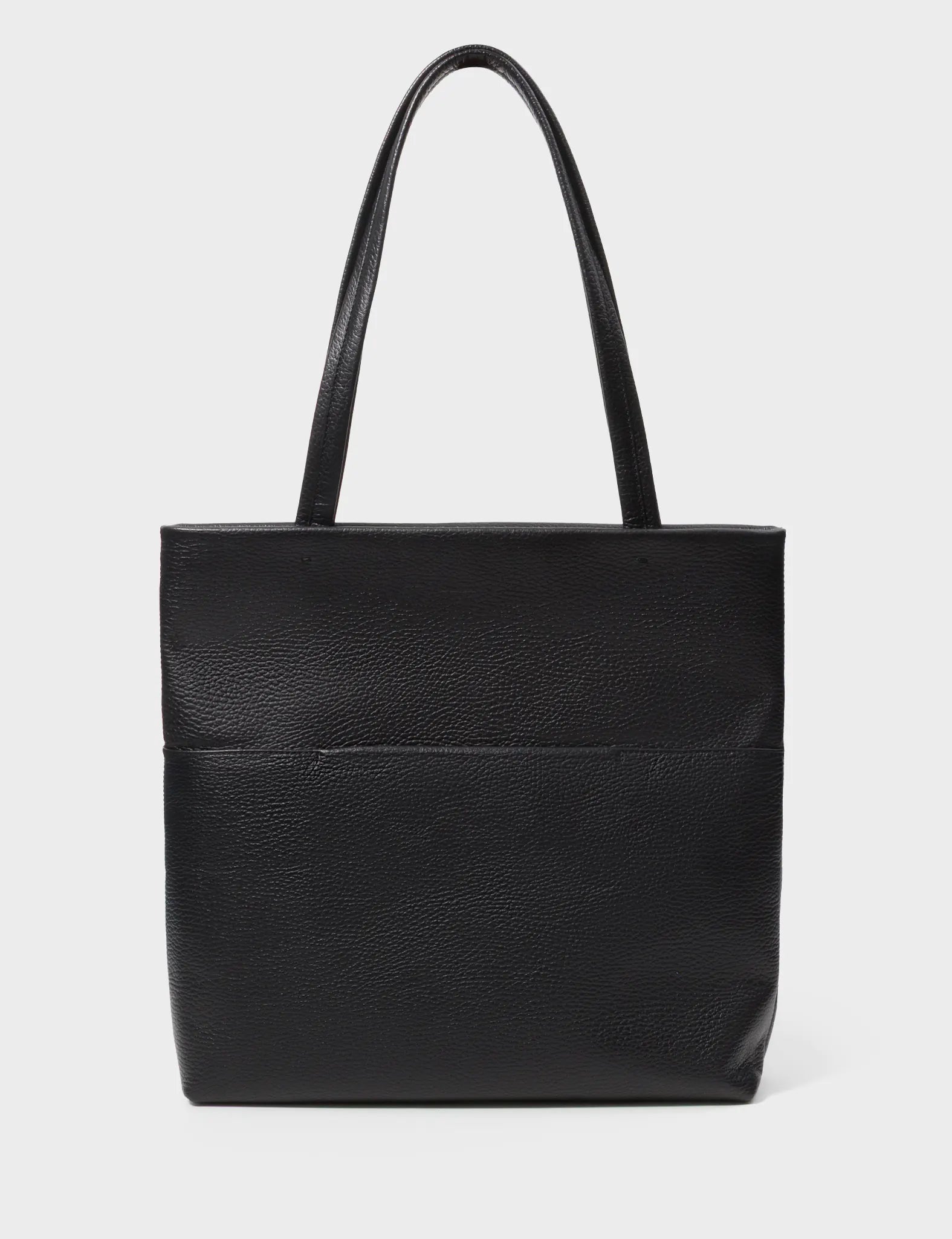 Matt Black Leather Tote Bag - Floralia Design - Back View