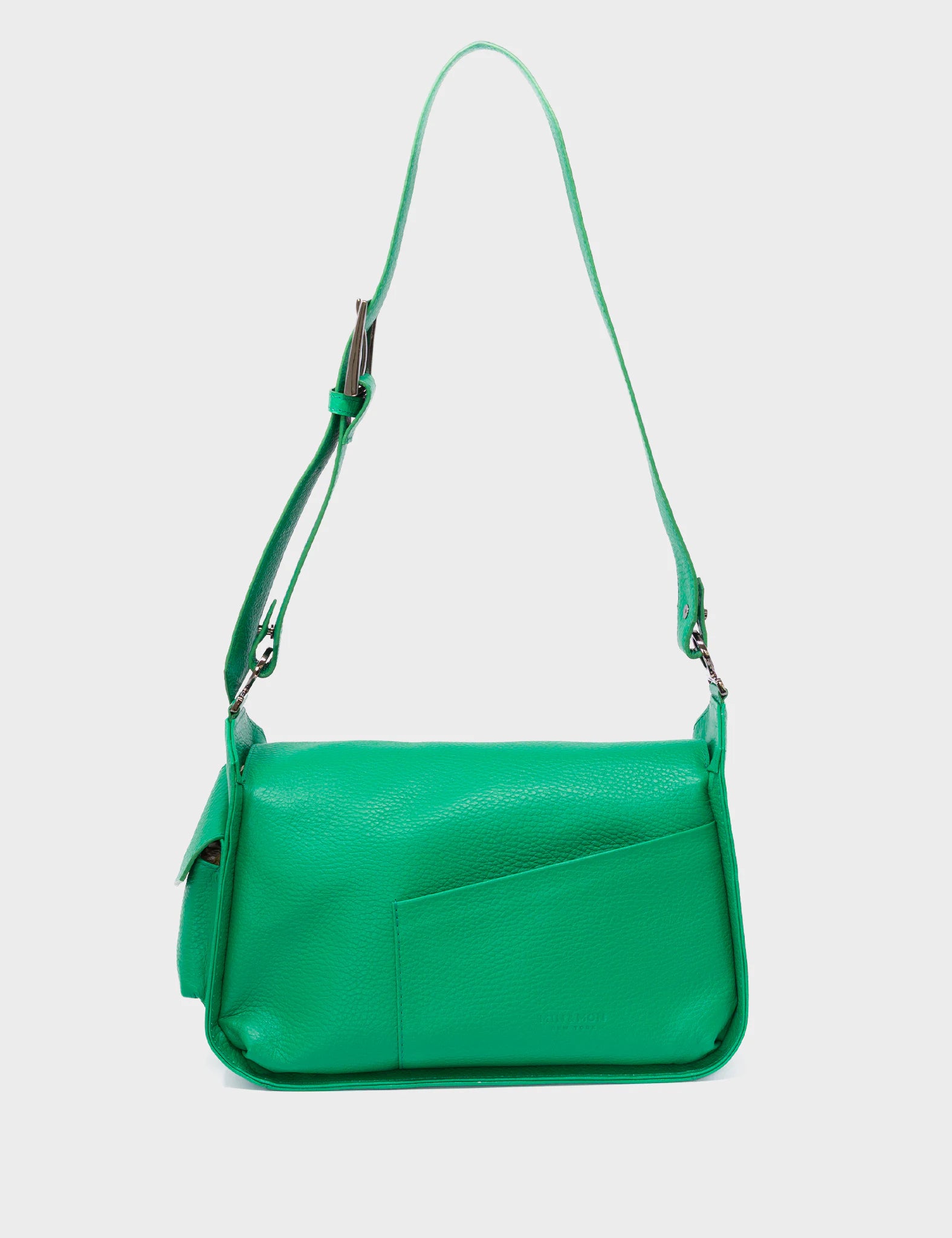 Houston Irish Green Leather Shoulder Bag - All Over Eyes Embroidery - Back