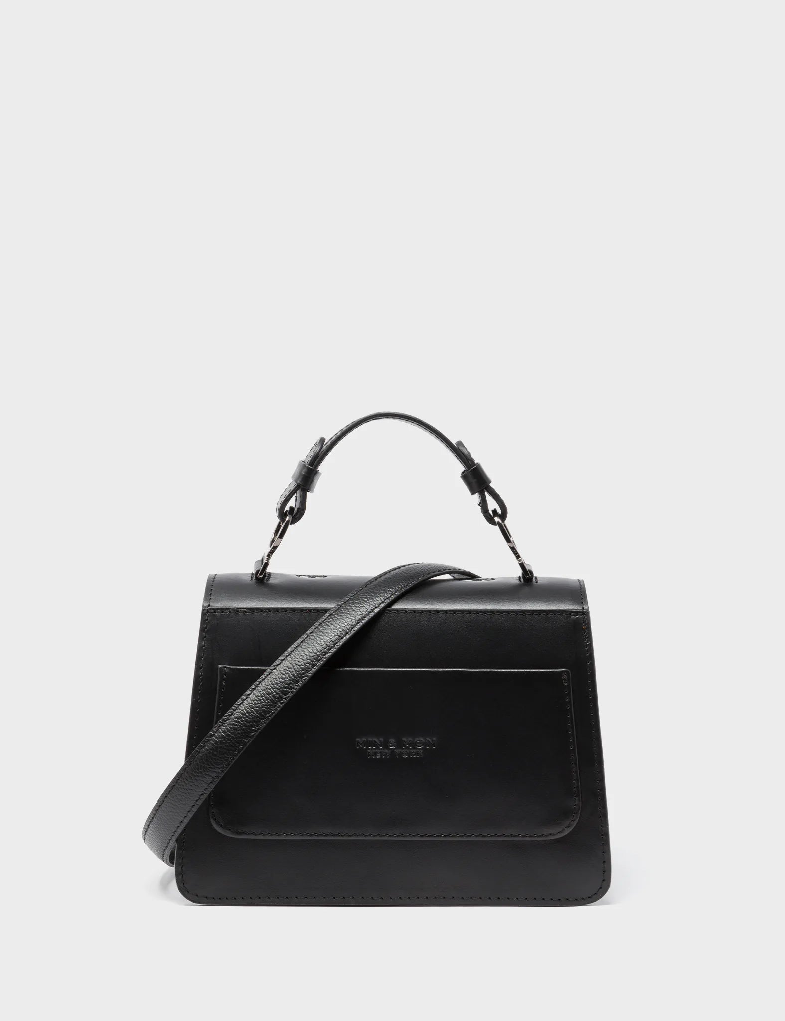 Silas Black Small Leather Crossbody Bag All Over Eyes Embroidery Min Mon