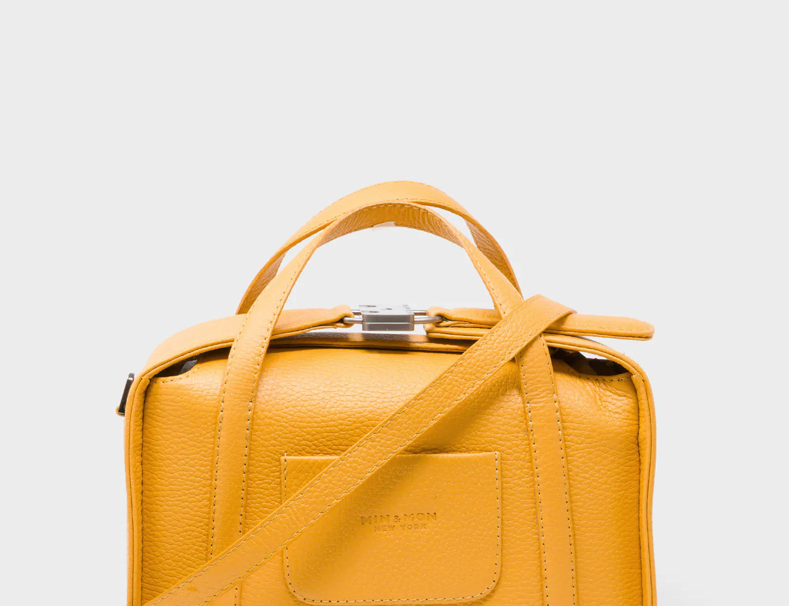 Benji Medium Crossbody Golden Glow Leather Bag - Look Up - Back View