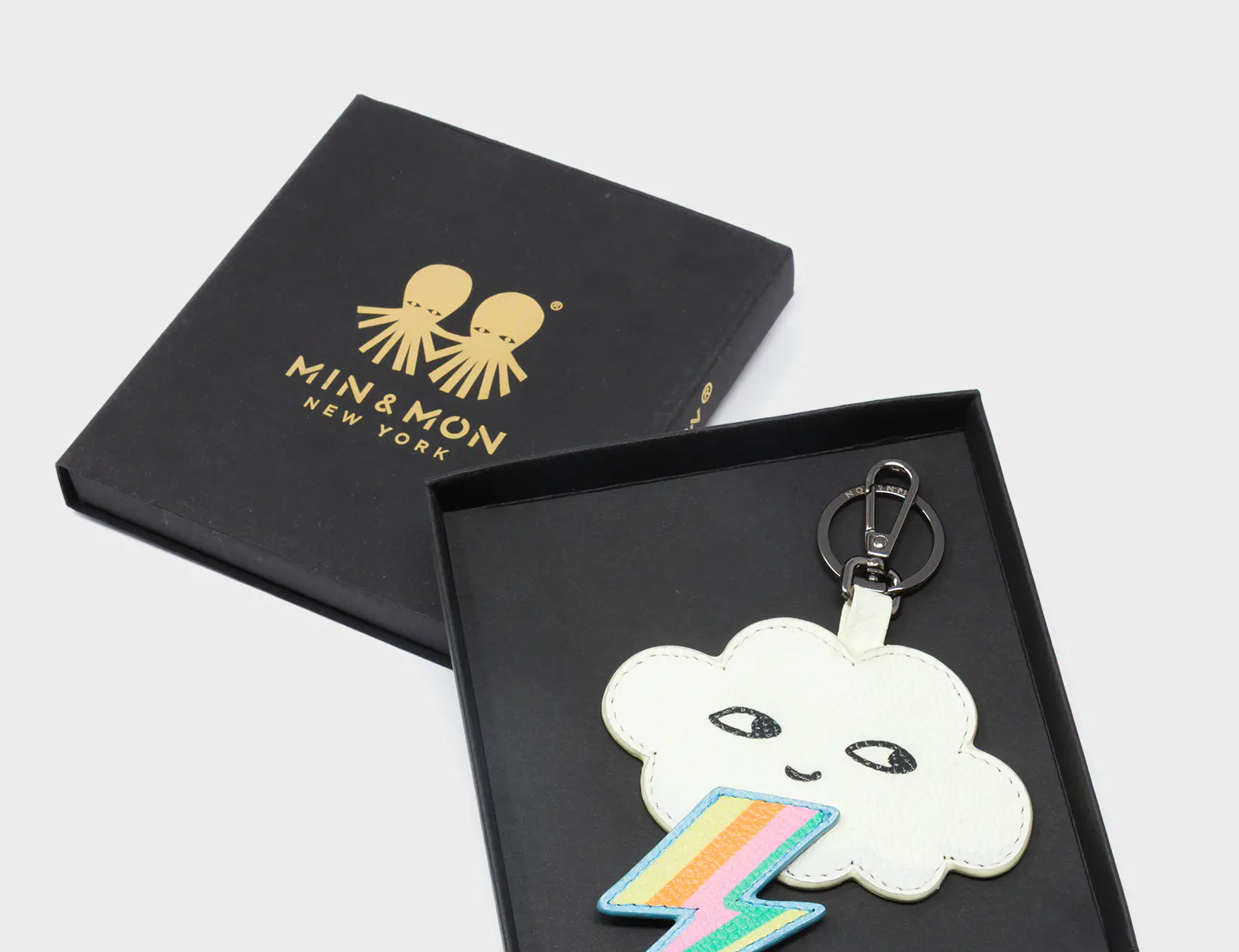 Flashie the Cloud Charm - Almond Leather Keychain - Packaging