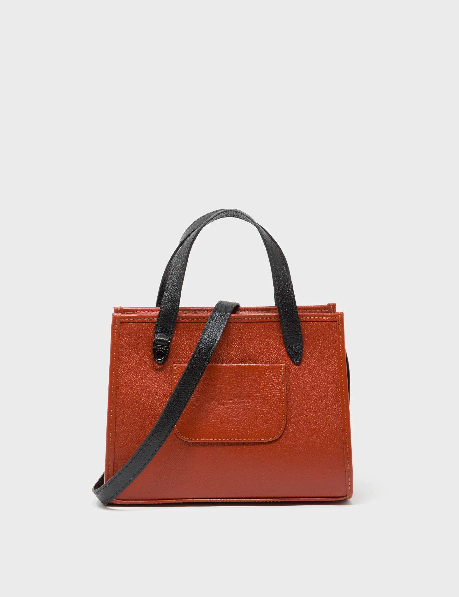 Simon Baked City Brown Leather Small Handbag - Retro Tiger Print - Back View