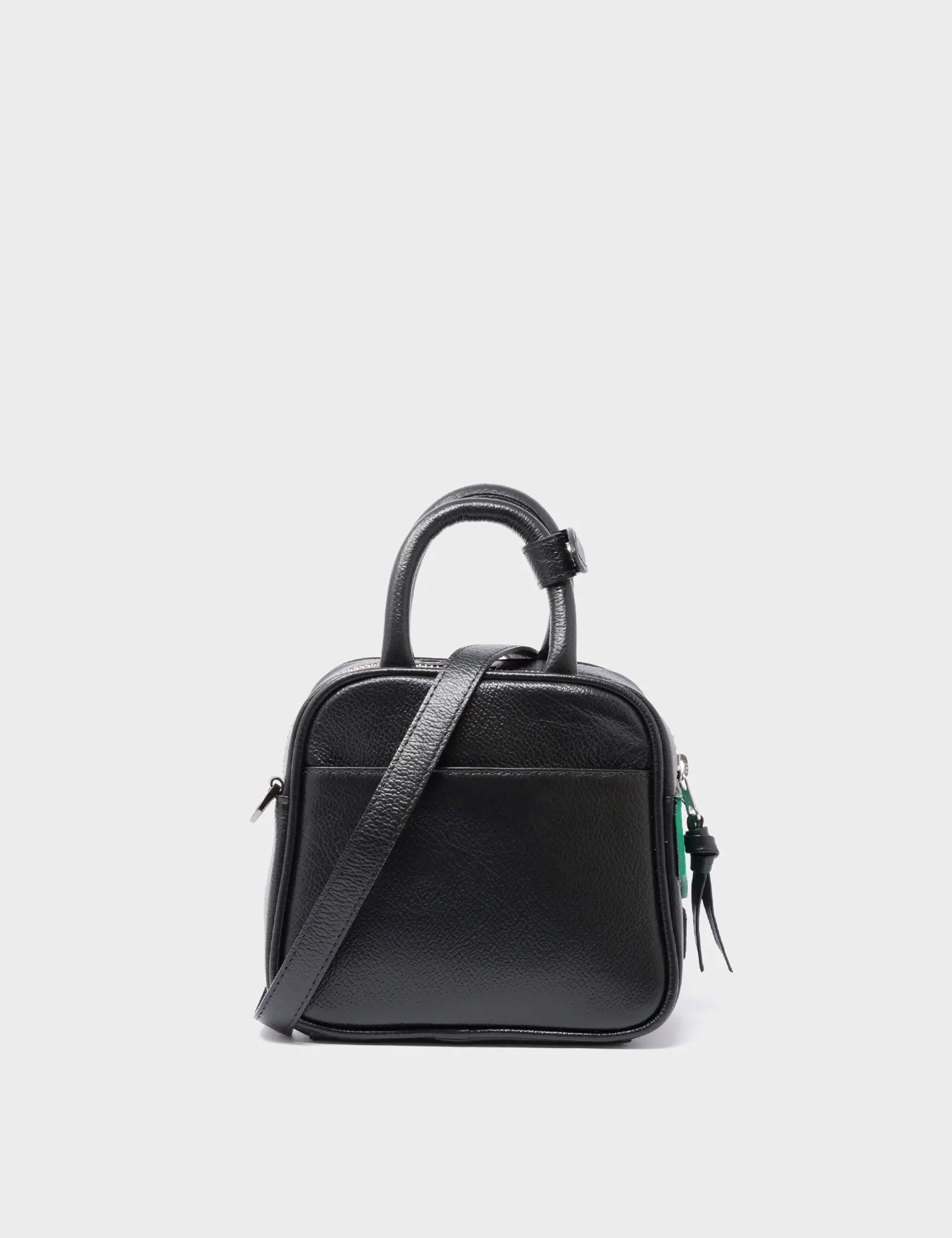 Marino Mini Crossbody Black Leather Bag - El Tropico Print Design - Back 