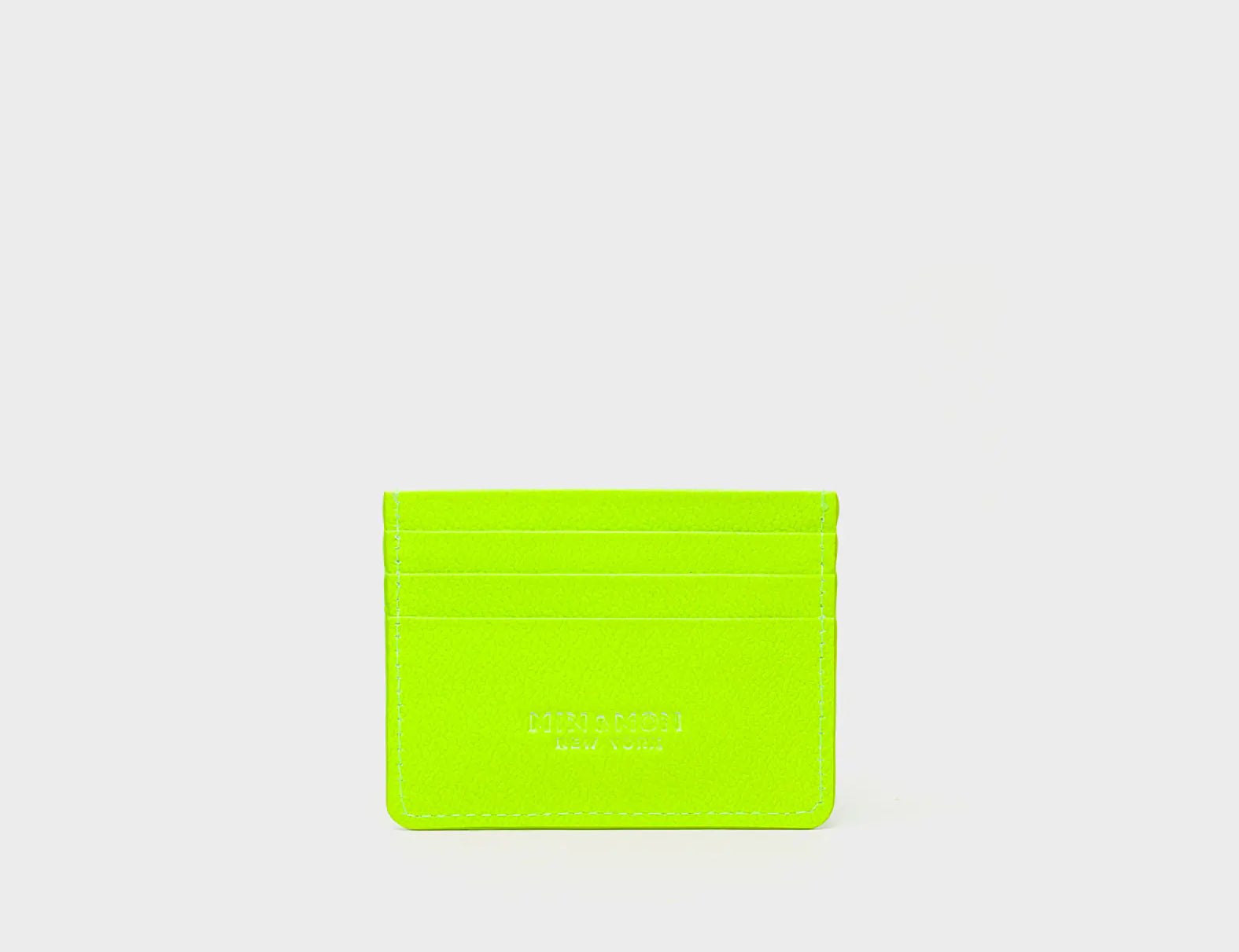 Filium Neon Lime Leather Cardholder - All Over Eyes Embroidery - Back view