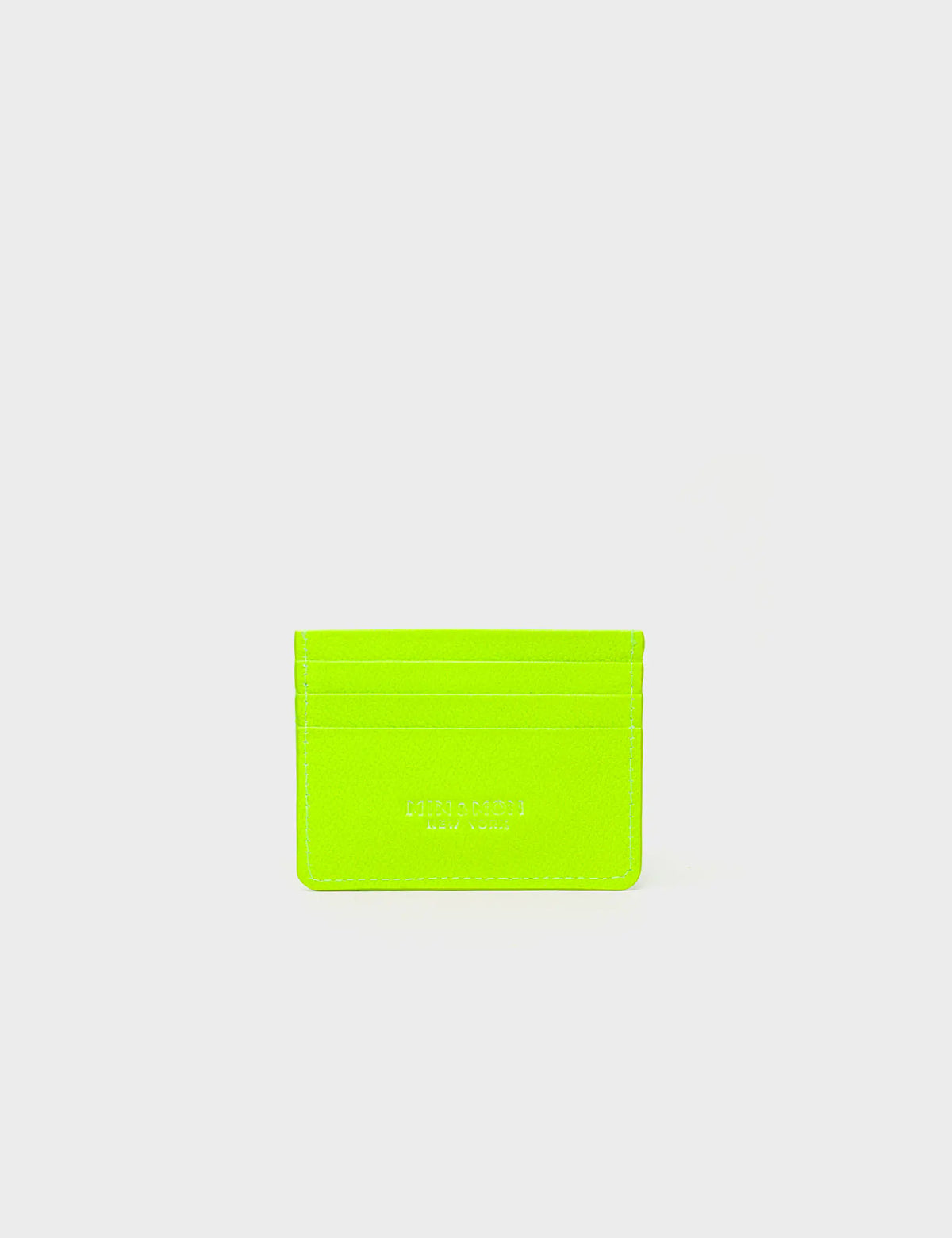 Filium Neon Lime Leather Cardholder - All Over Eyes Embroidery - Back view