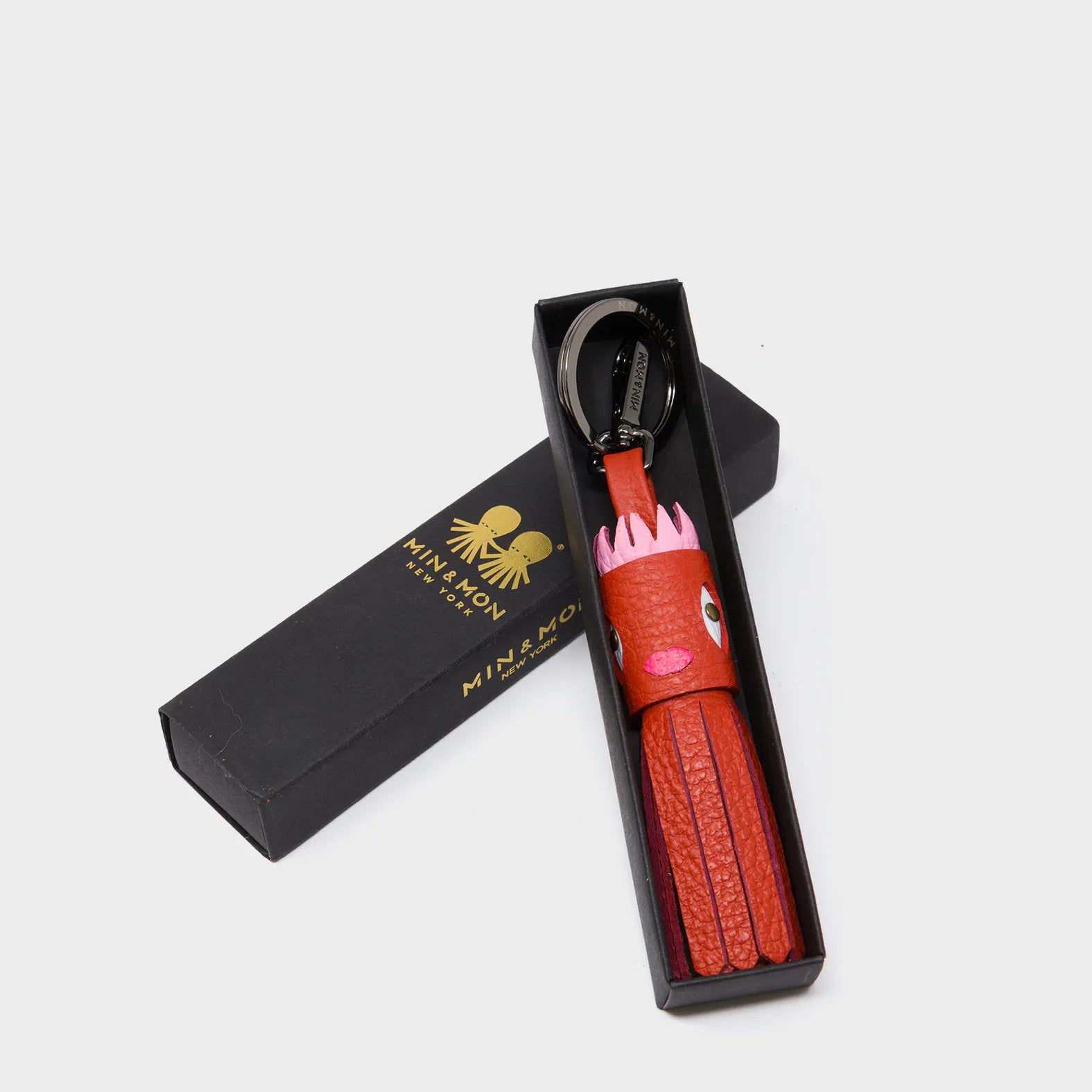 Queen Callie Marie Charm - Aurora Red Leather Keychain - box