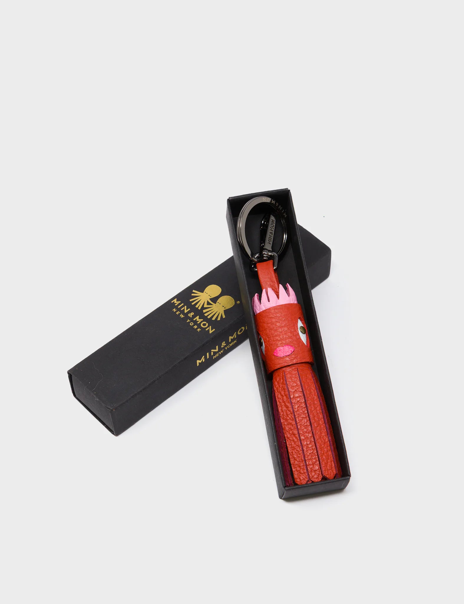 Queen Callie Marie Charm - Aurora Red Leather Keychain - box