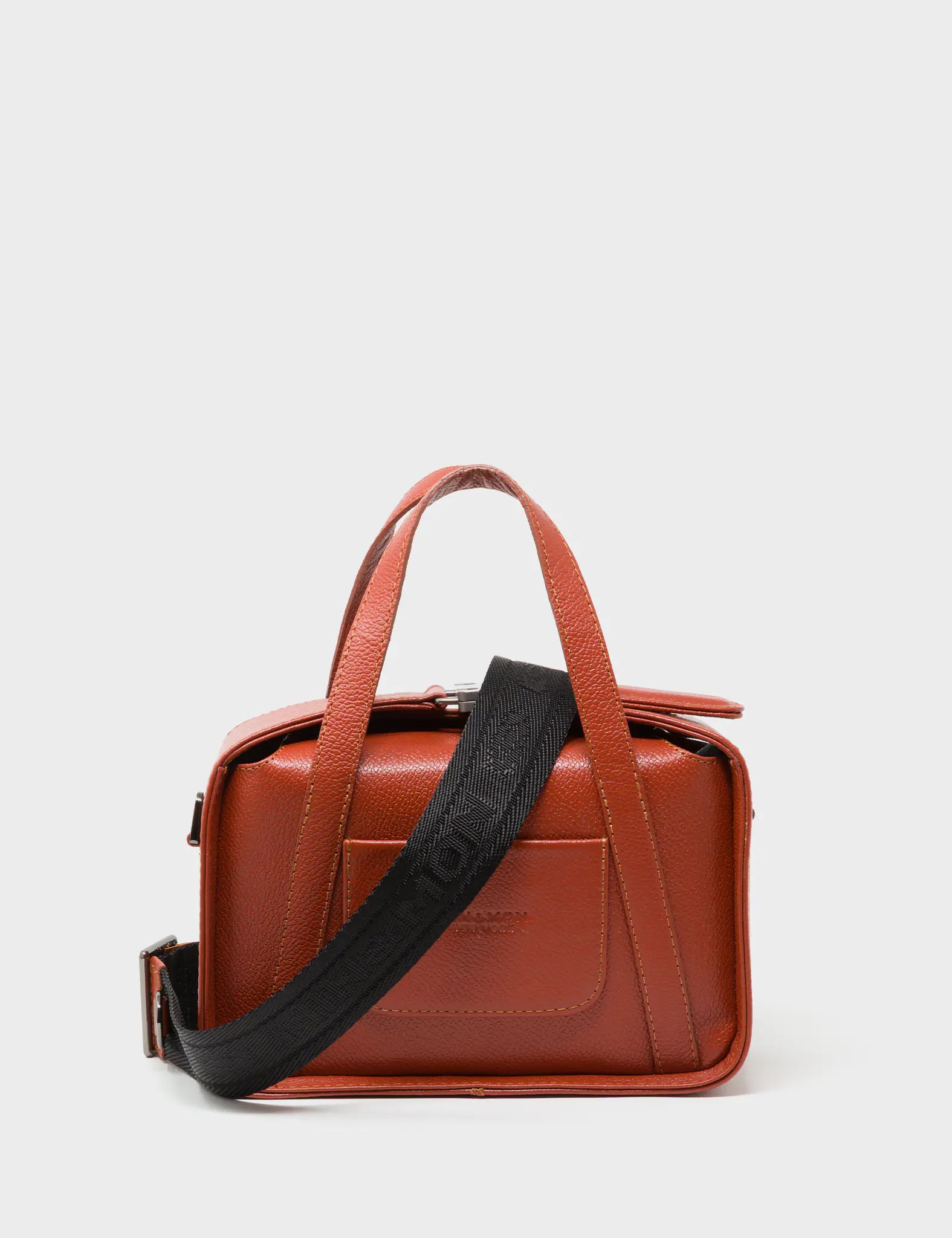 Benji Small Crossbody Baked City Brown Leather Bag -  Retro Tiger Design - Back View