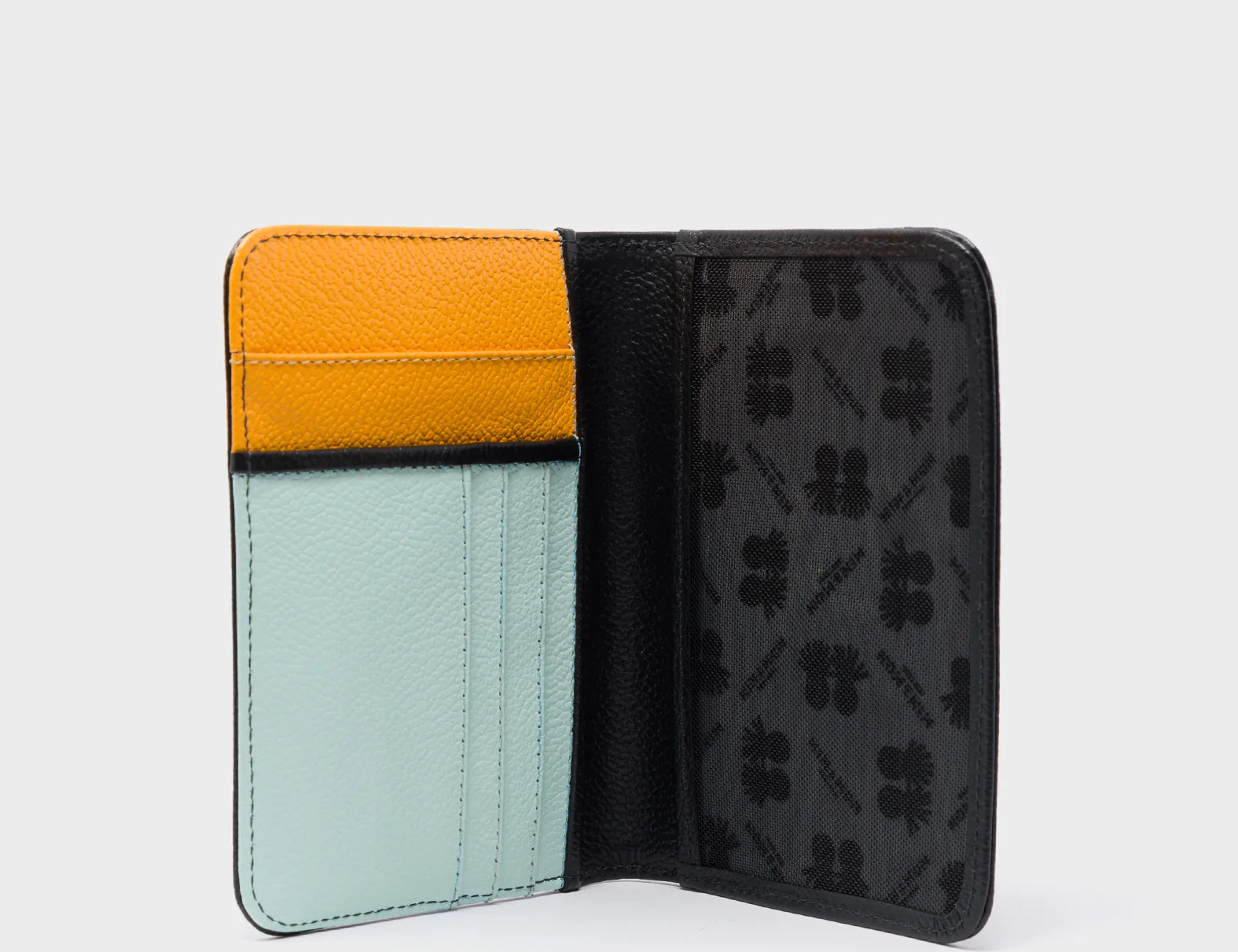 Frida Black Leather Passport Cover - Tiger and Flowers Embroidery - Inside View