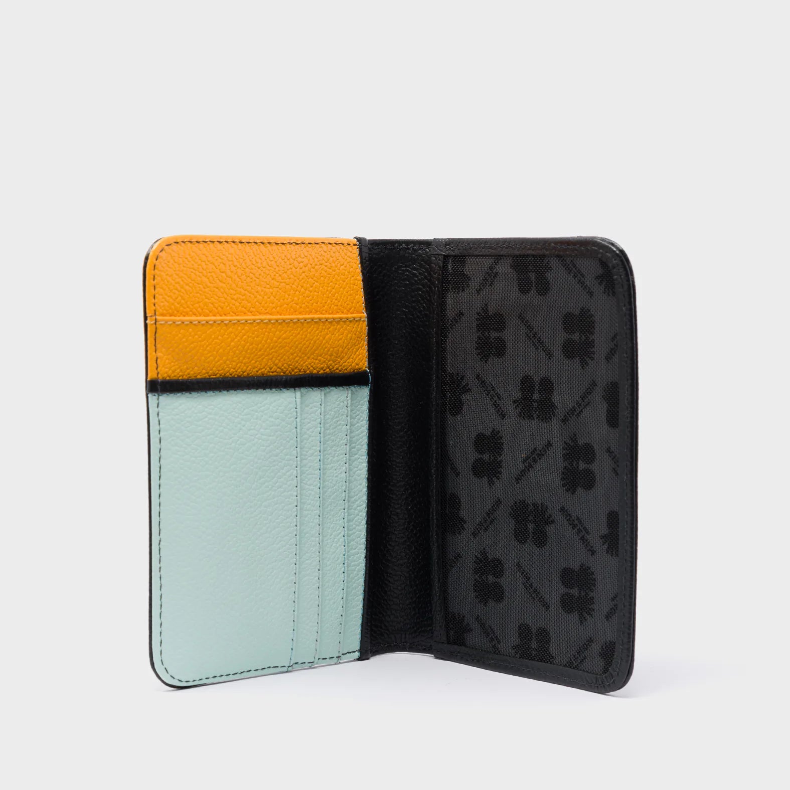 Frida Black Leather Passport Cover - Tiger and Flowers Embroidery - Inside View