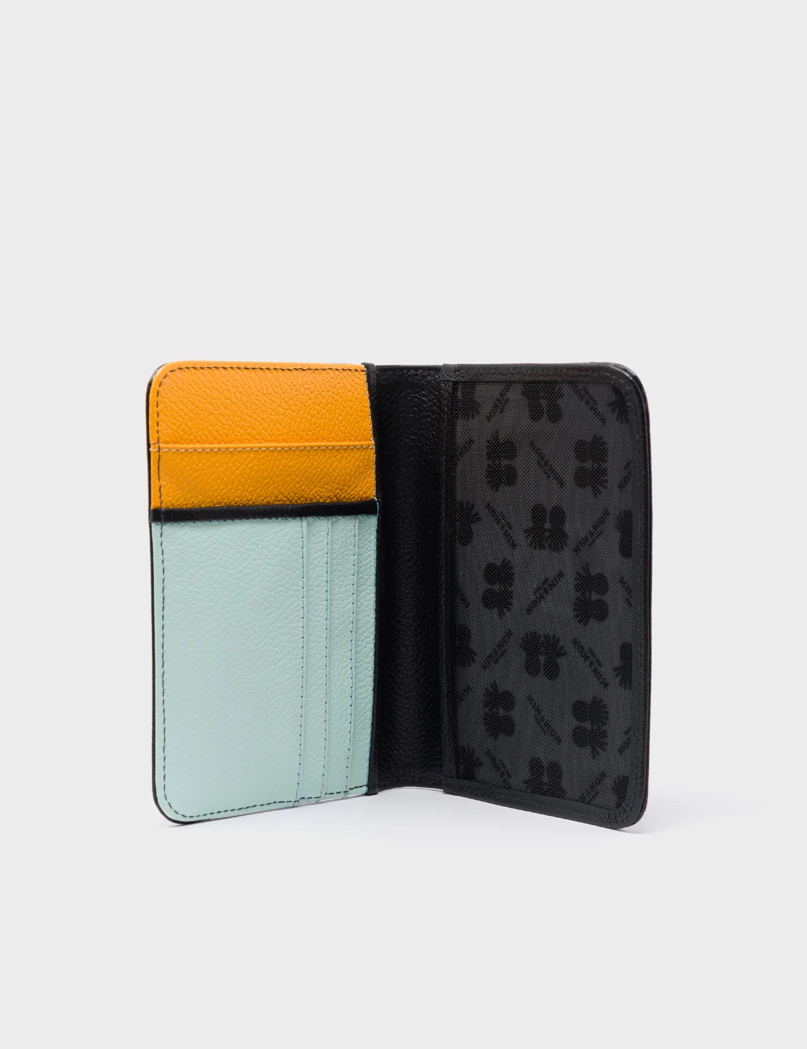 Frida Black Leather Passport Cover - Tiger and Flowers Embroidery - Inside View