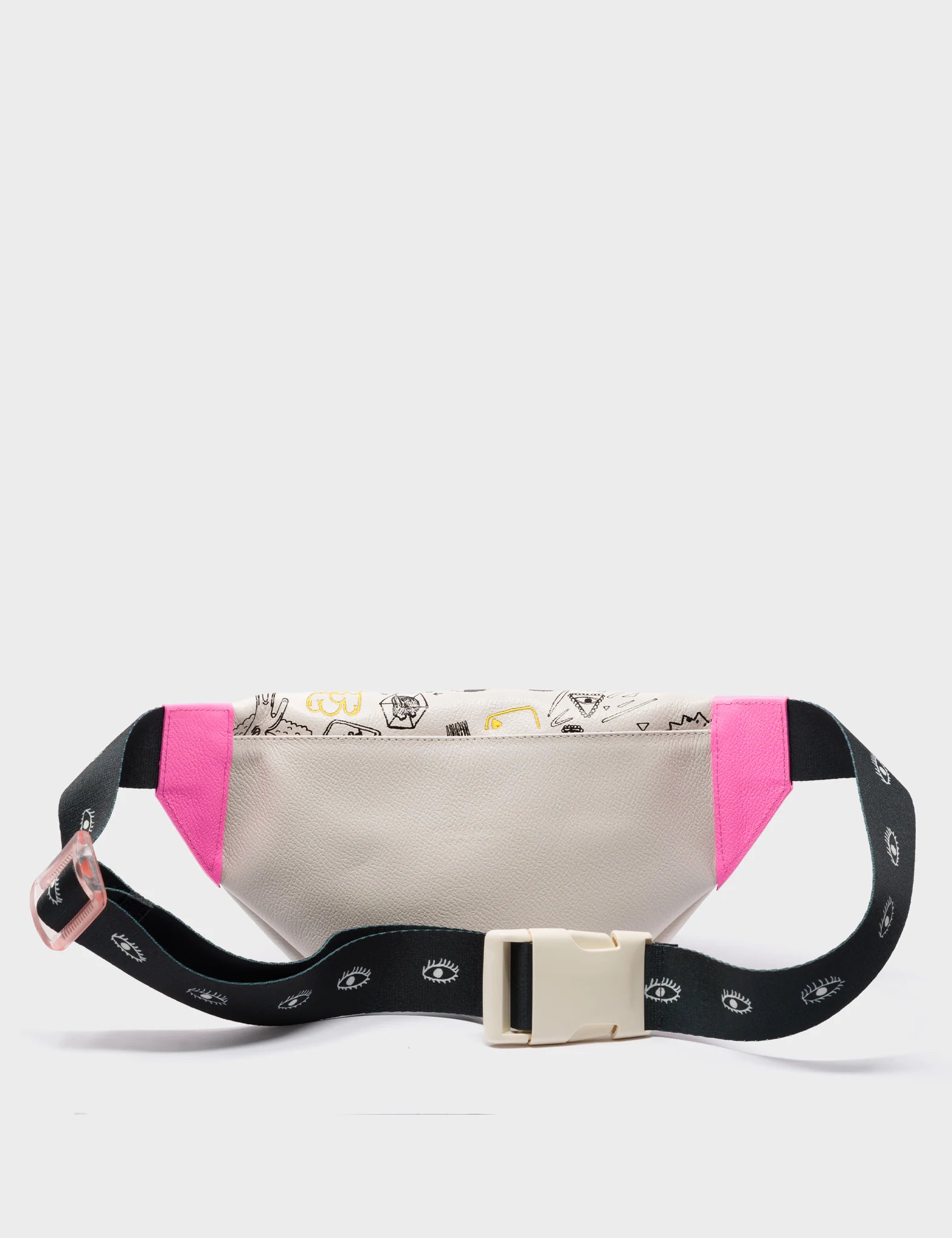 Harold Fanny Pack Cream Leather - Urban Doodles Embroidery - Back View