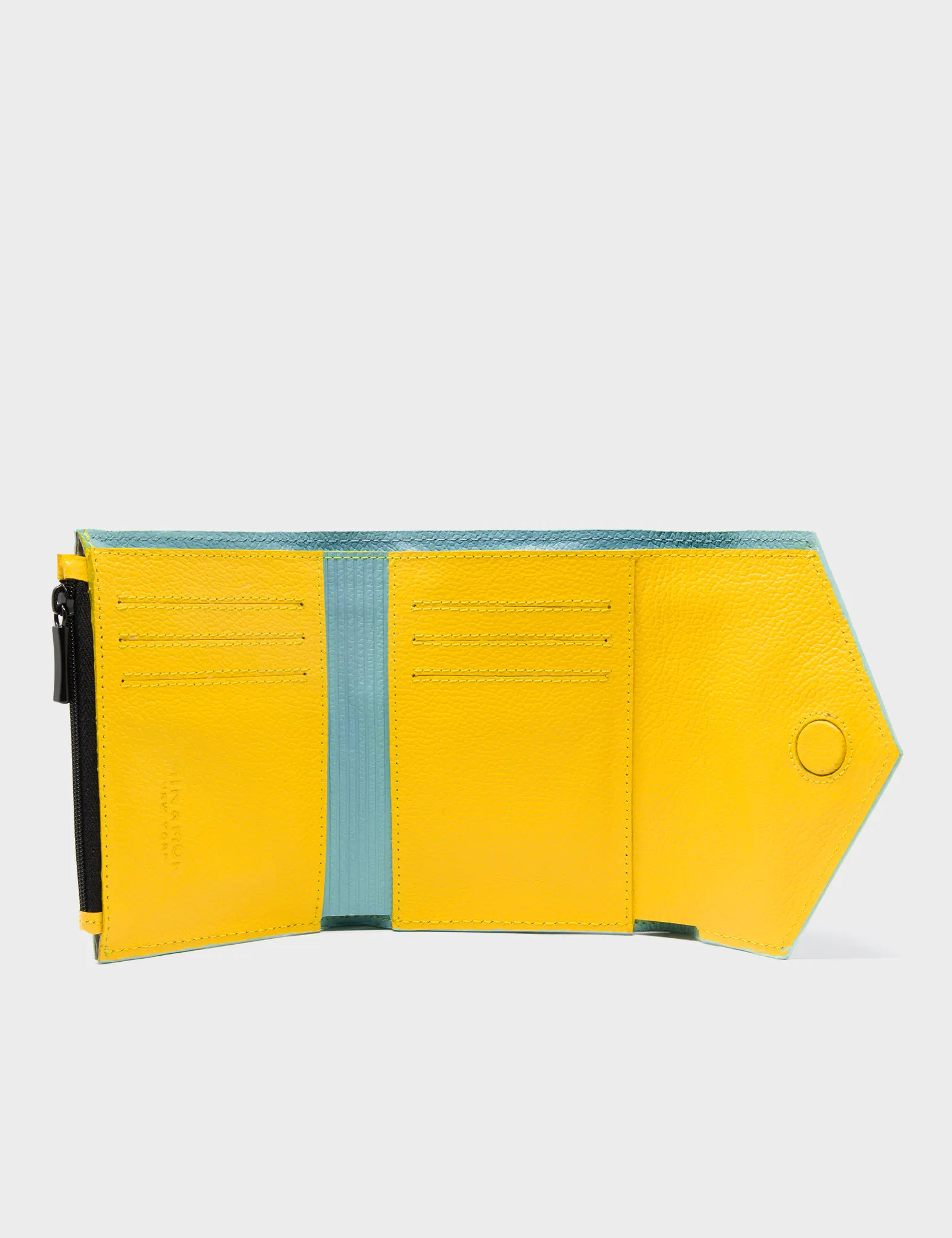 Fiona Moonwalk Gray Leather Wallet - Pigeonista Design - Open