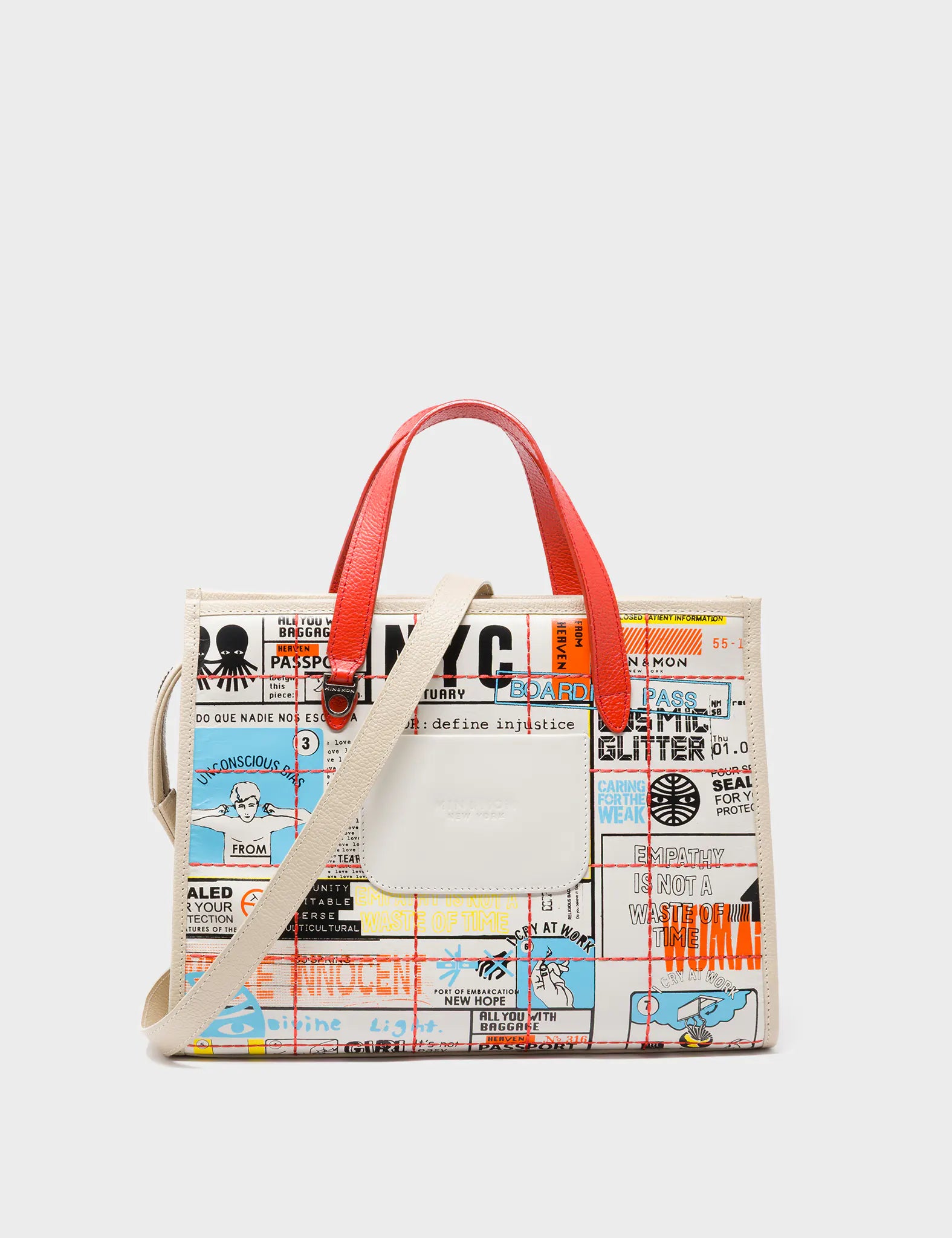 Simon Cream Leather Medium Handbag - Kind Type Design - Back View