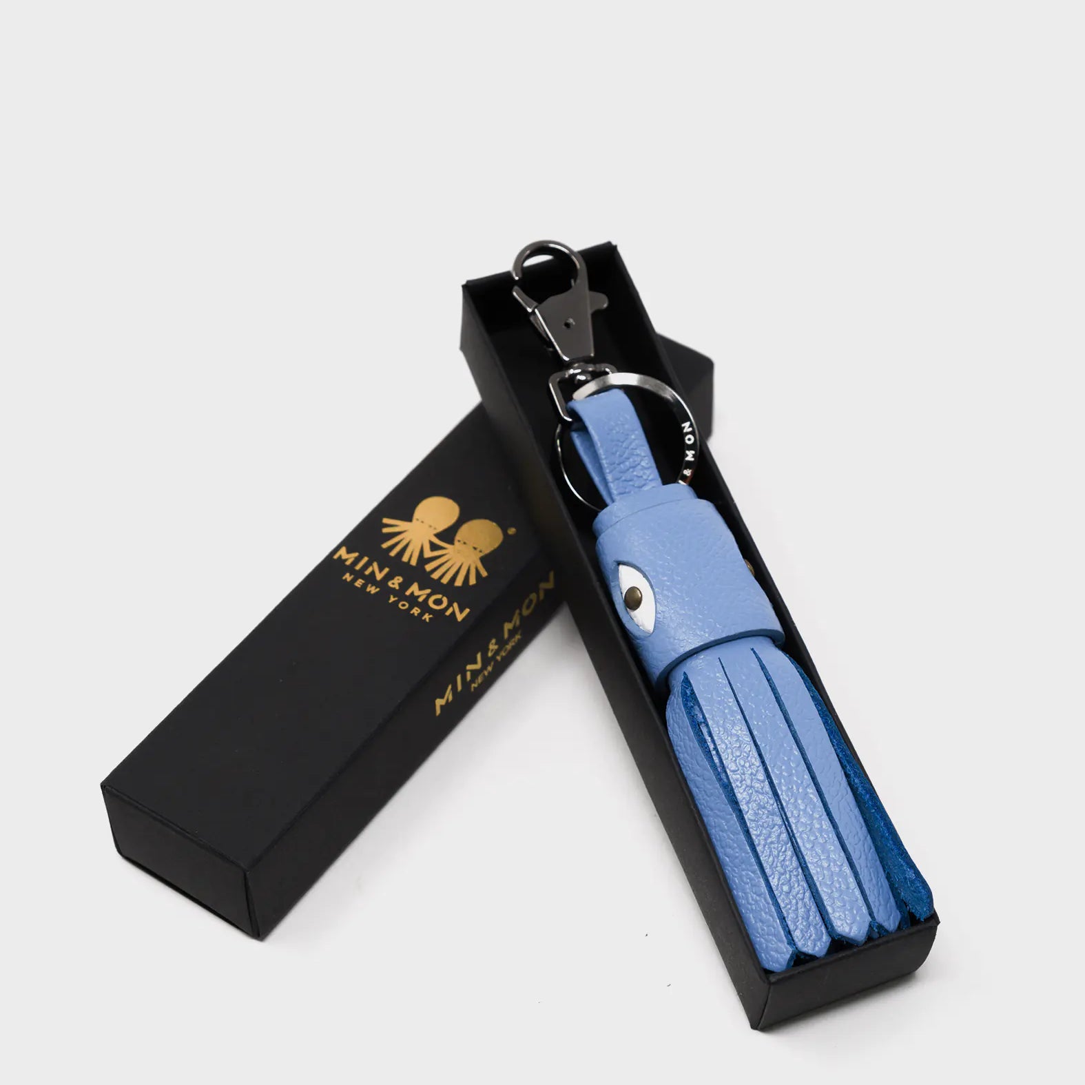 Callie Marie Hue Charm - Vista Blue Leather Keychain - Packaging
