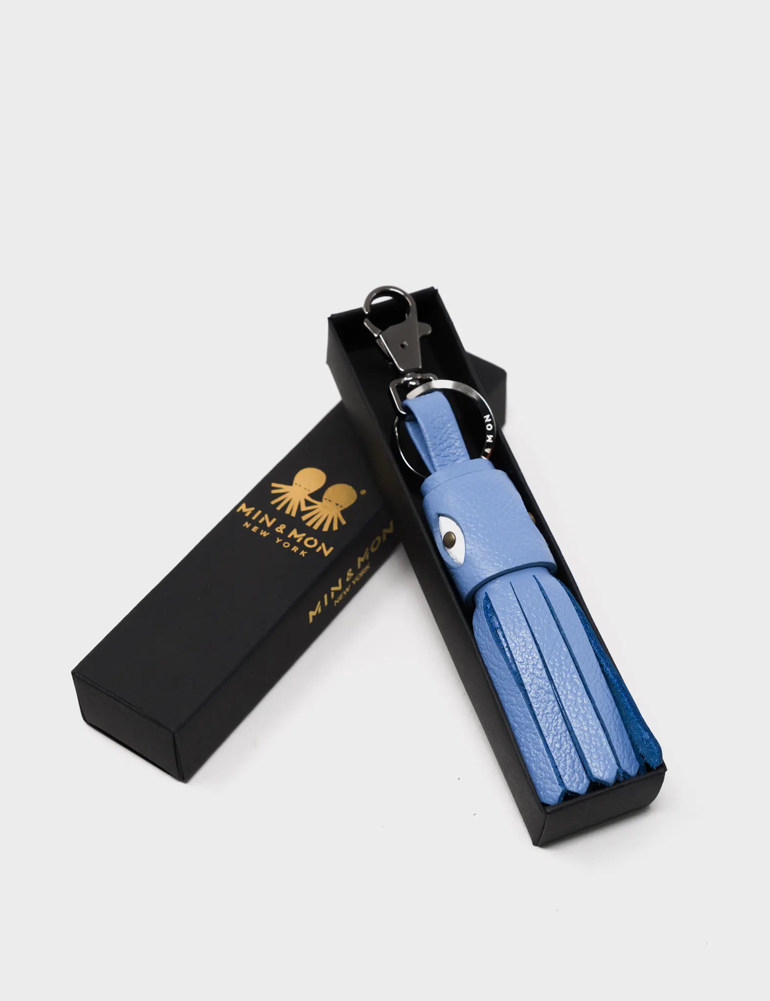 Callie Marie Hue Charm - Vista Blue Leather Keychain - Packaging