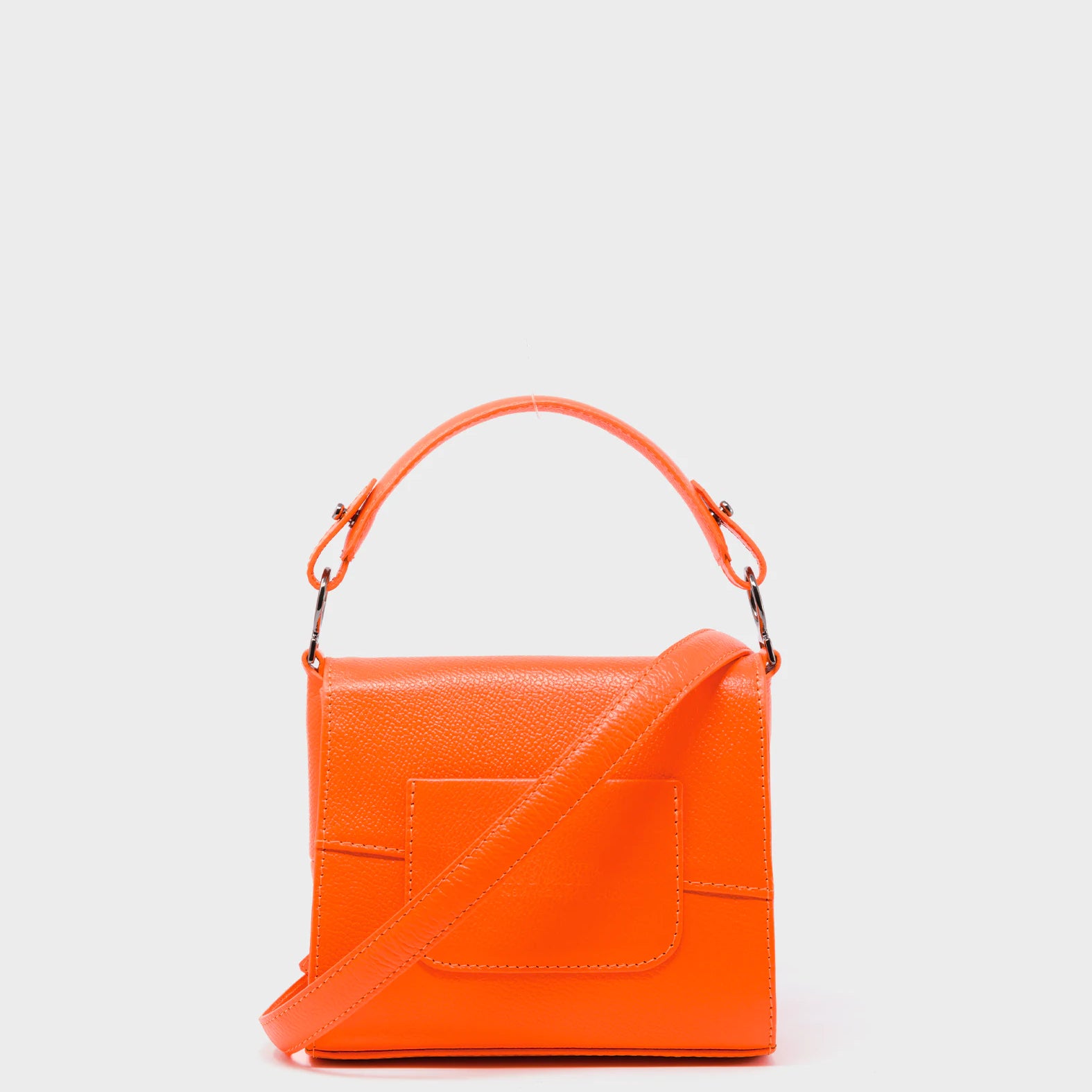 Anastasio Micro Crossbody Handbag Neon Orange Leather - Eyes Embroidery - Back View