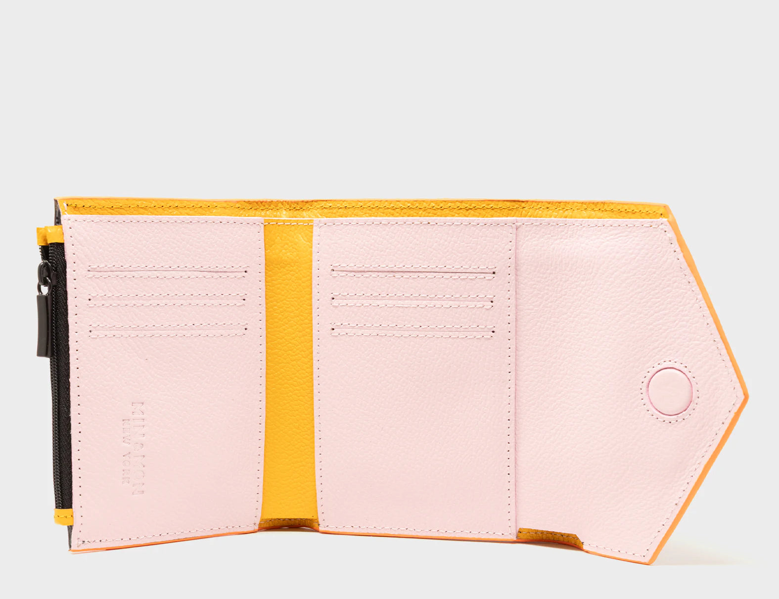 Fiona Black Leather Wallet - Retro Tiger Embroidery - Open