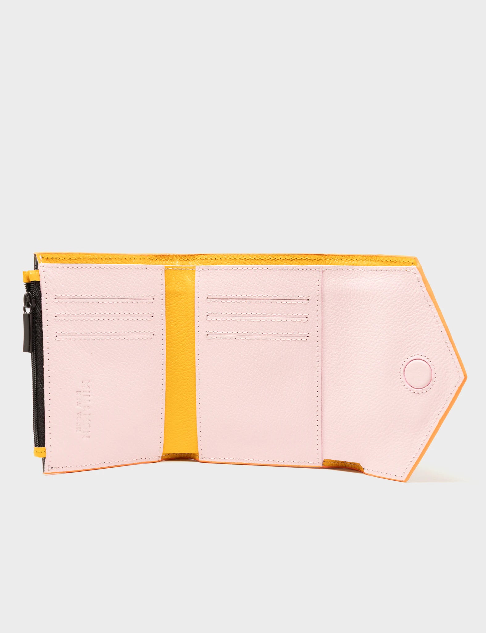 Fiona Black Leather Wallet - Retro Tiger Embroidery - Open