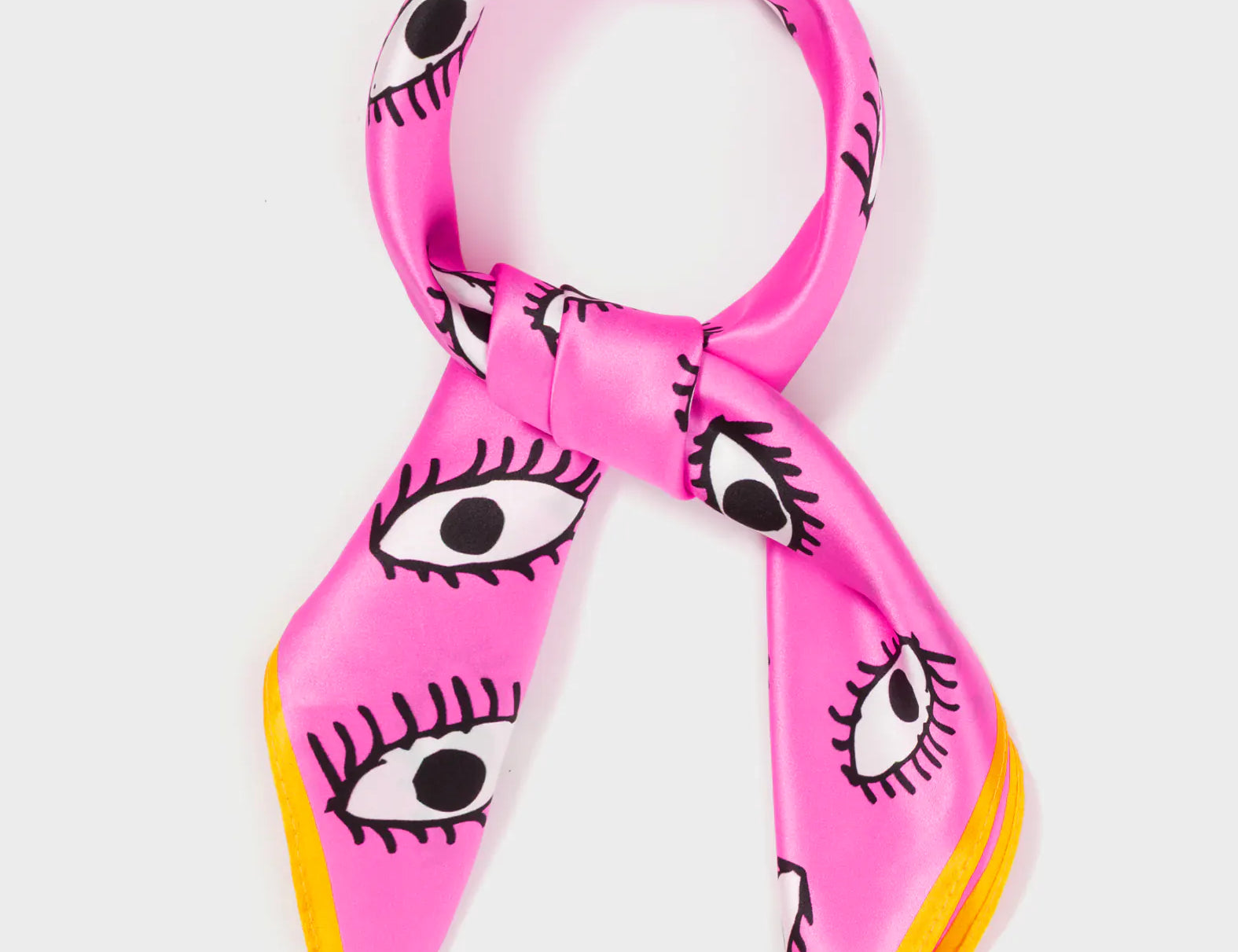 Pink Silk Headscarf - All Over Eyes - Wrapped