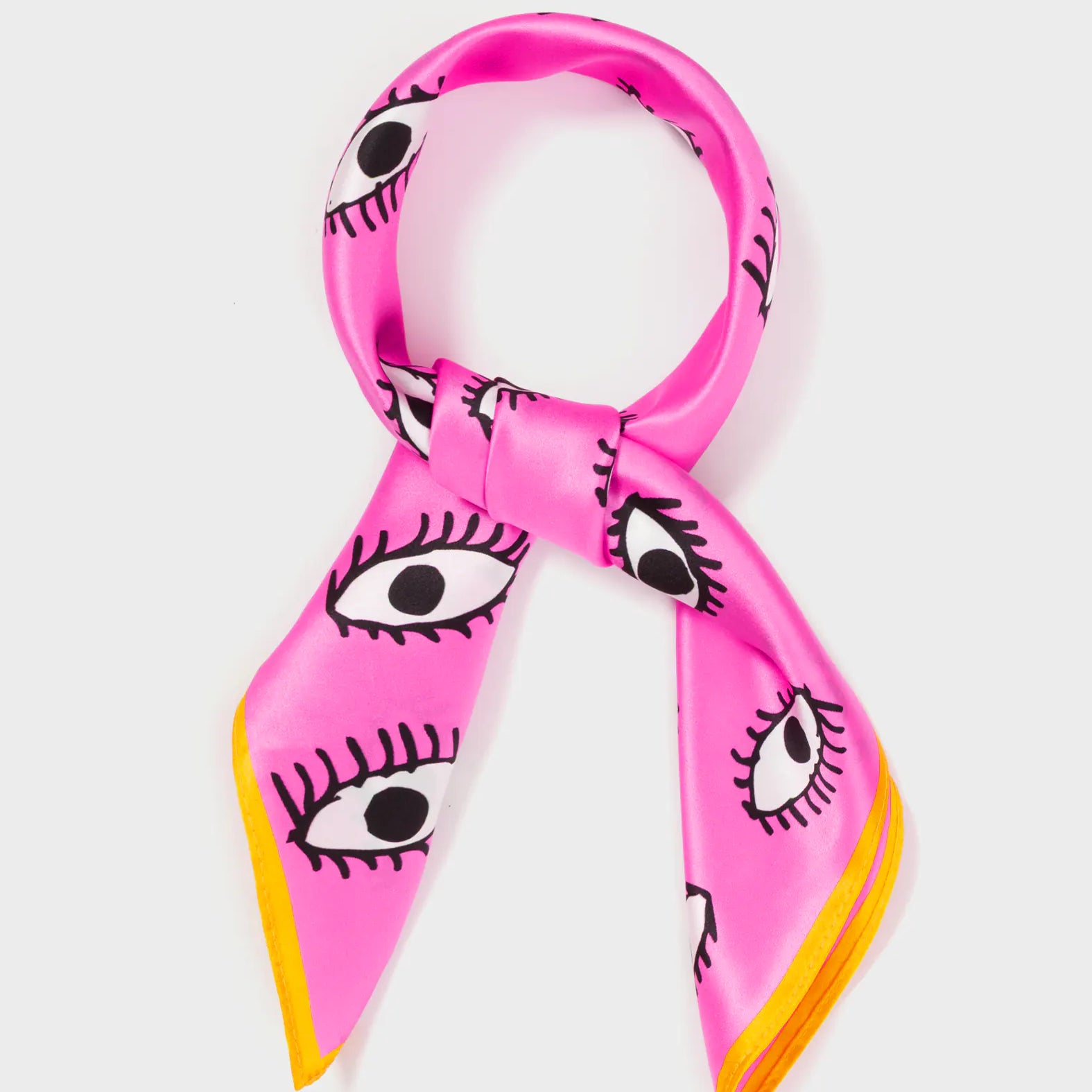 Pink Silk Headscarf - All Over Eyes - Wrapped