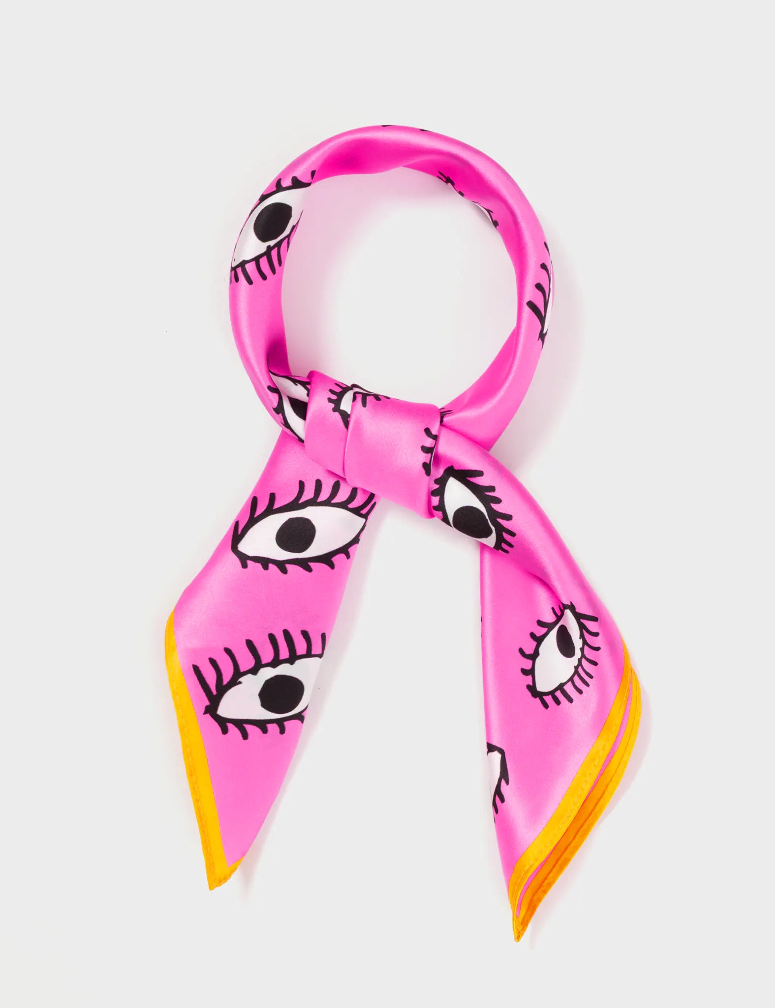 Pink Silk Headscarf - All Over Eyes - Wrapped