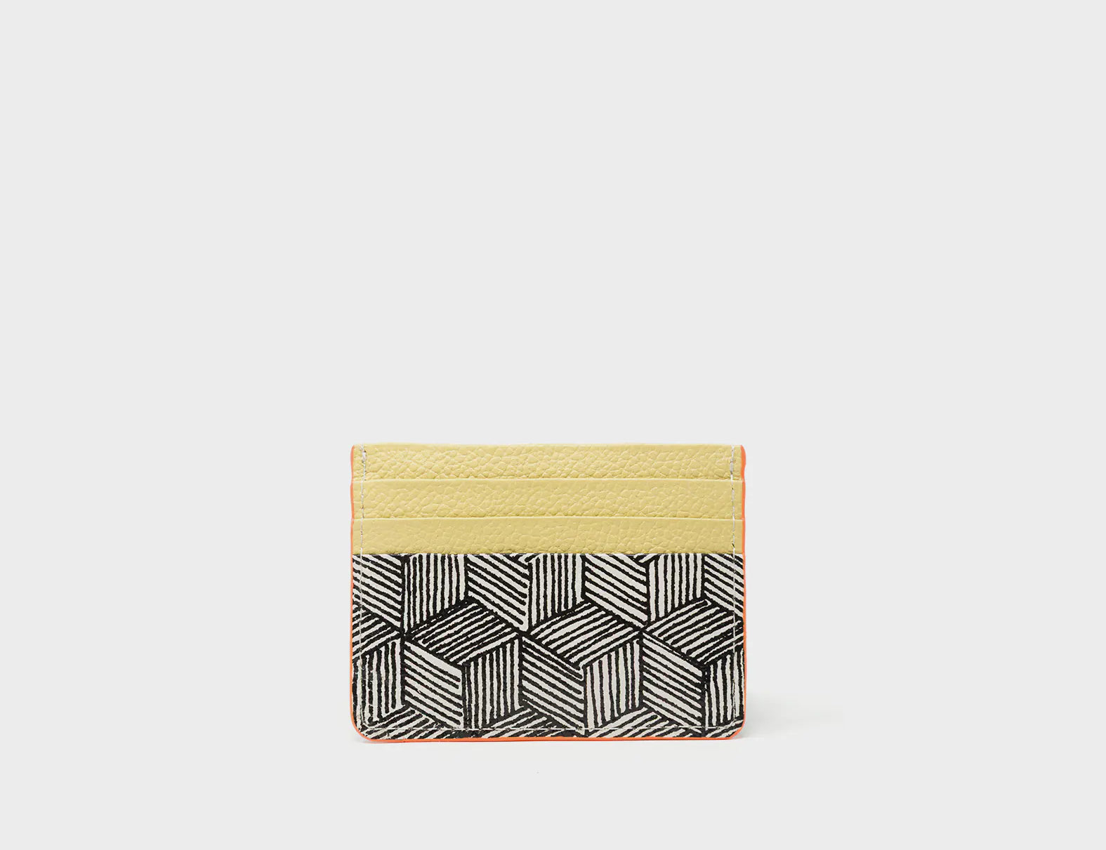 Filium Cream and Cocoon Leather Cardholder - Cubes Design - Back view