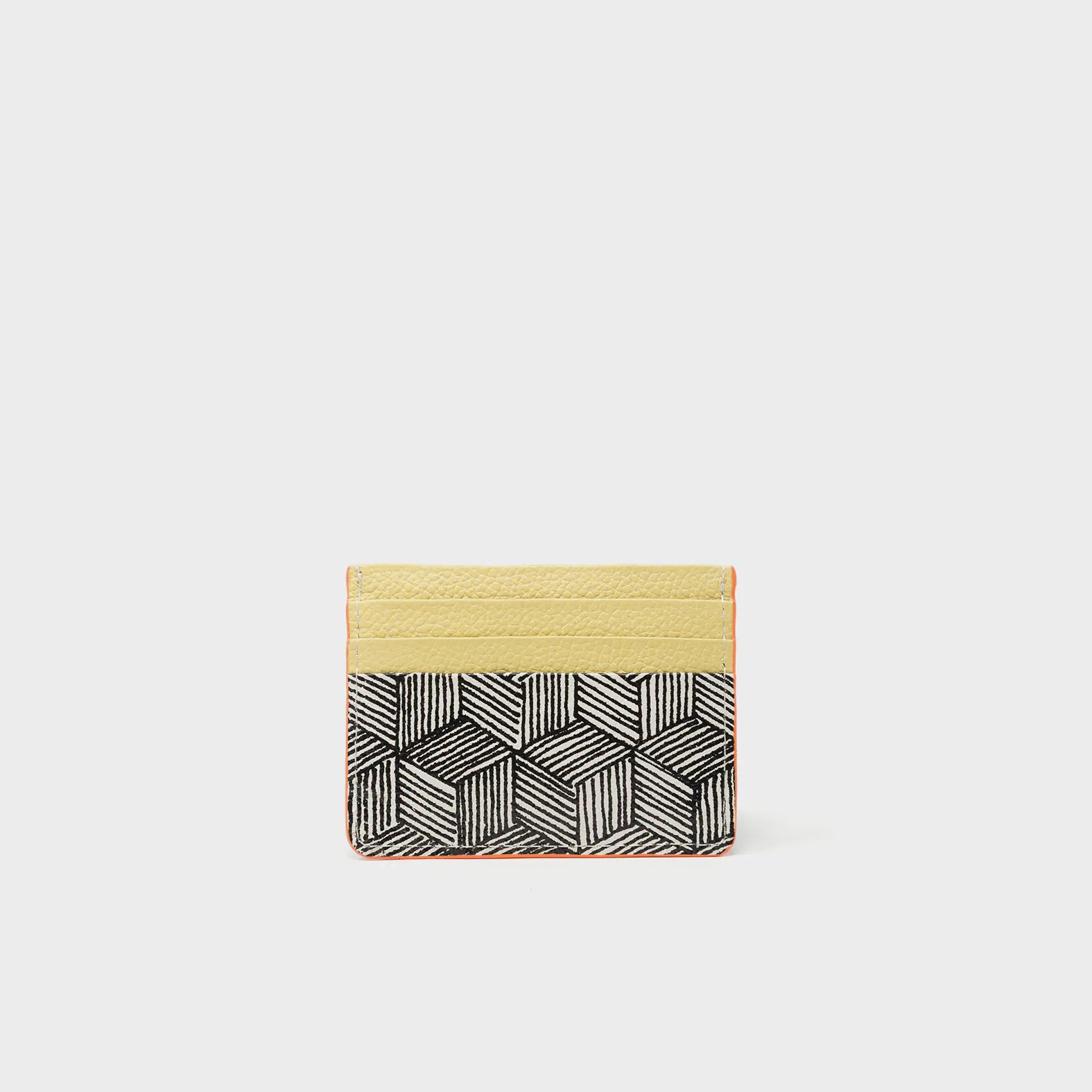 Filium Cream and Cocoon Leather Cardholder - Cubes Design - Back view