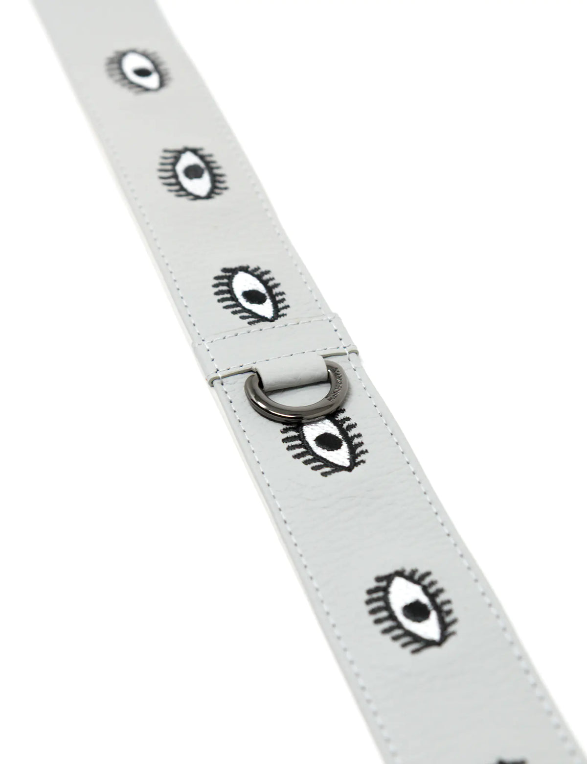 Detachable Moonwalk Gray Leather Shoulder Strap - All Over Eyes Embroidery - Detail view