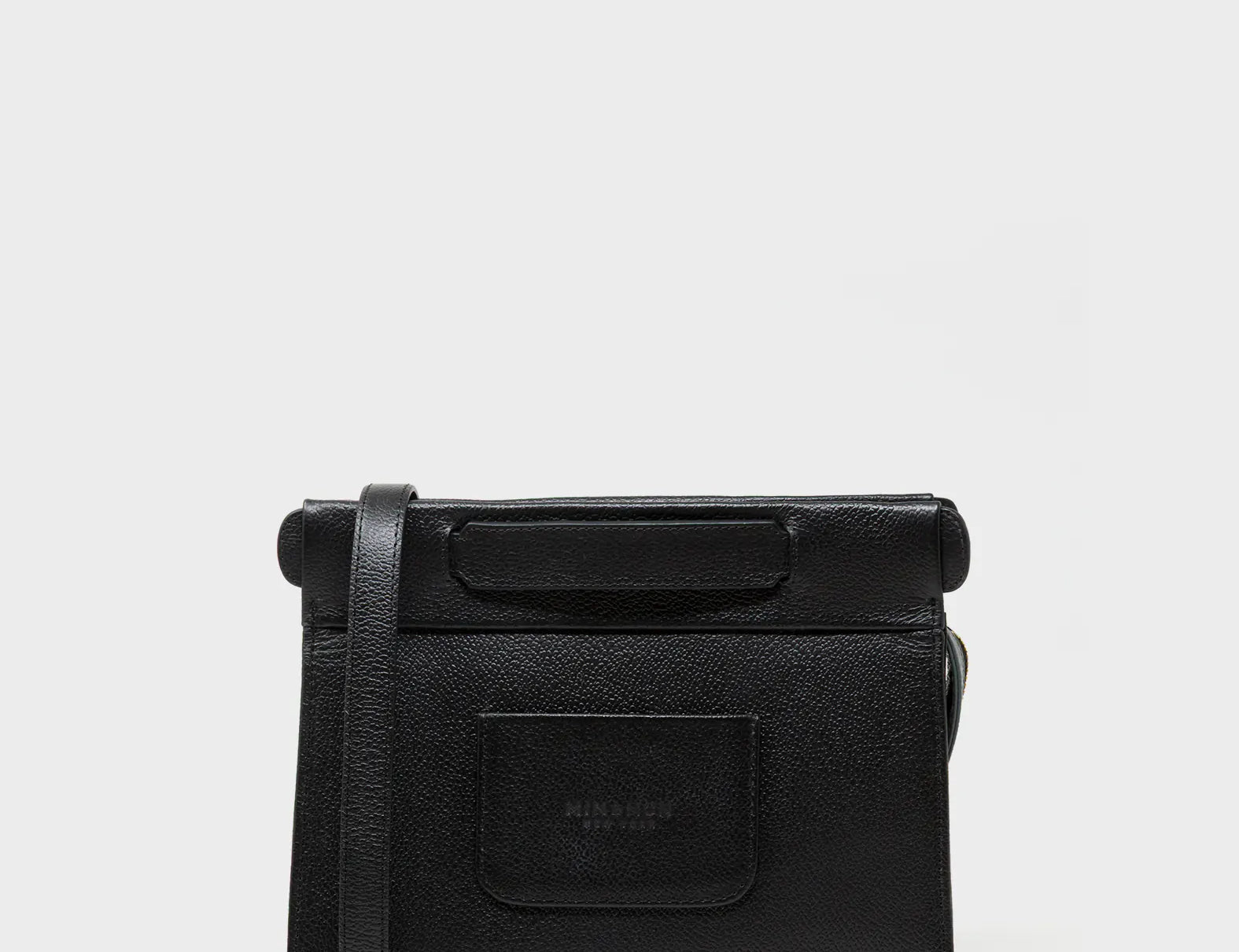 Vali Crossbody Black Leather Bag - Wild Heart Embroidery -  Back View 