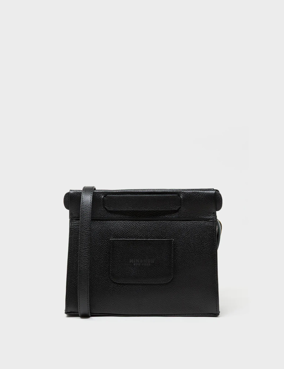 Vali Crossbody Black Leather Bag - Wild Heart Embroidery -  Back View 