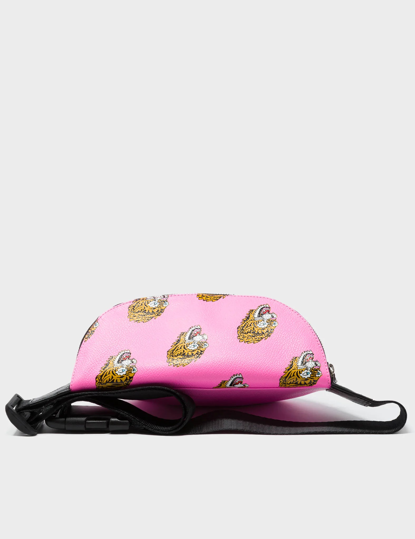 Harold Fanny Pack Bubblegum Pink Leather - Blazing Tiger Print - Top View