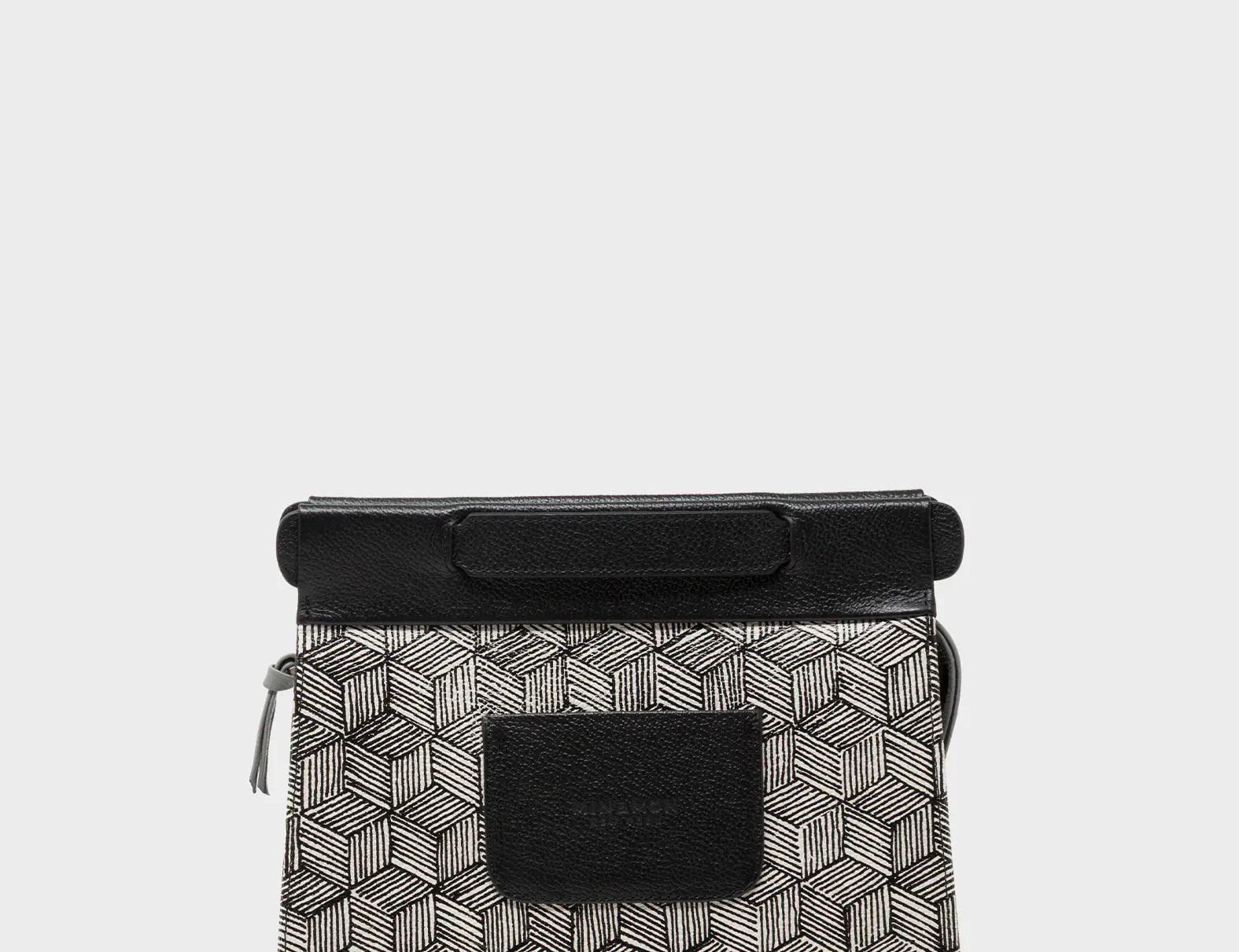 Vali Small Crossbody Moonwalk Gray Leather Bag - Cubes Print - Back View