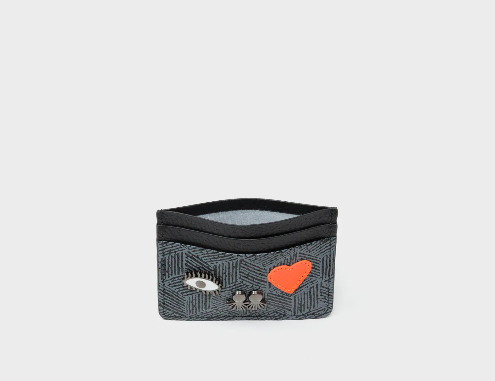 Filium Black Leather Cardholder - Cubes Design - Inside view