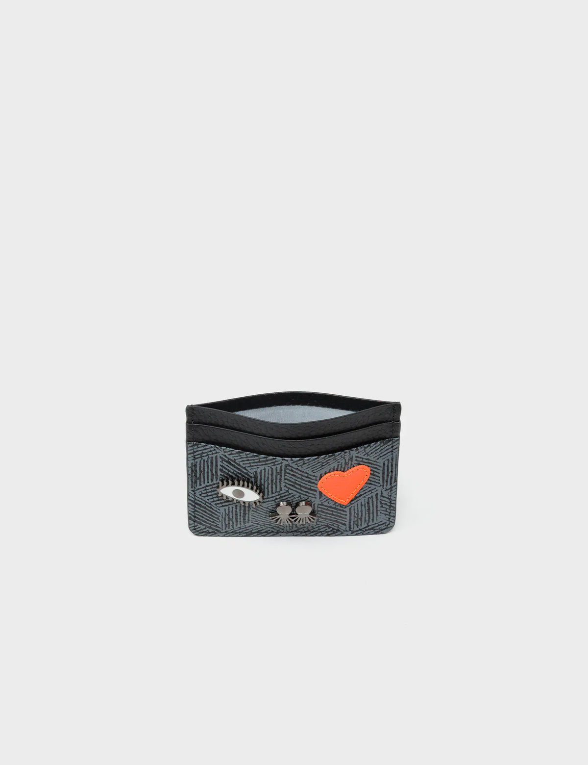 Filium Black Leather Cardholder - Cubes Design - Inside view