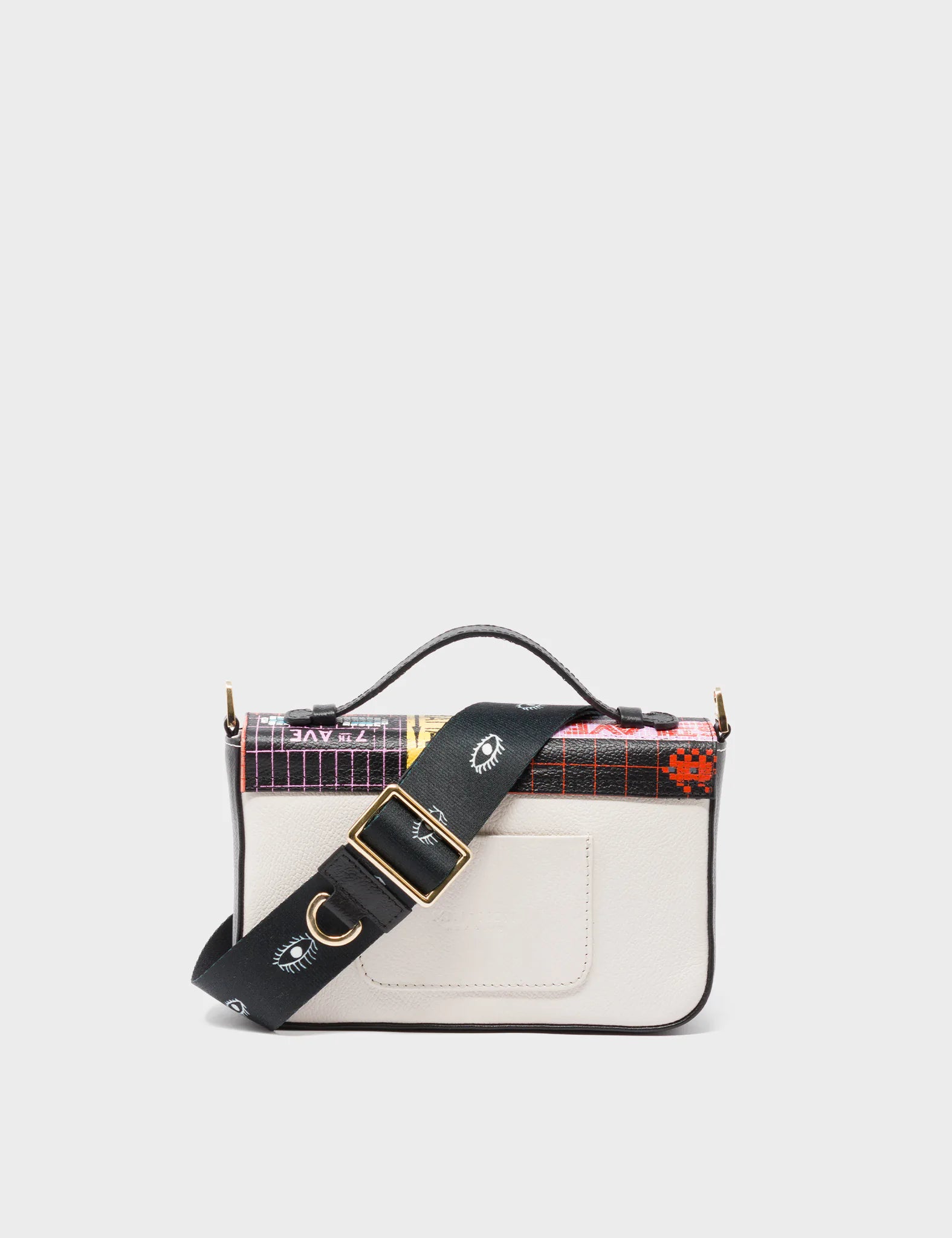 Amantis Black And Cream Leather Crossbody Mini Handbag - Subway Stories Design - Back View