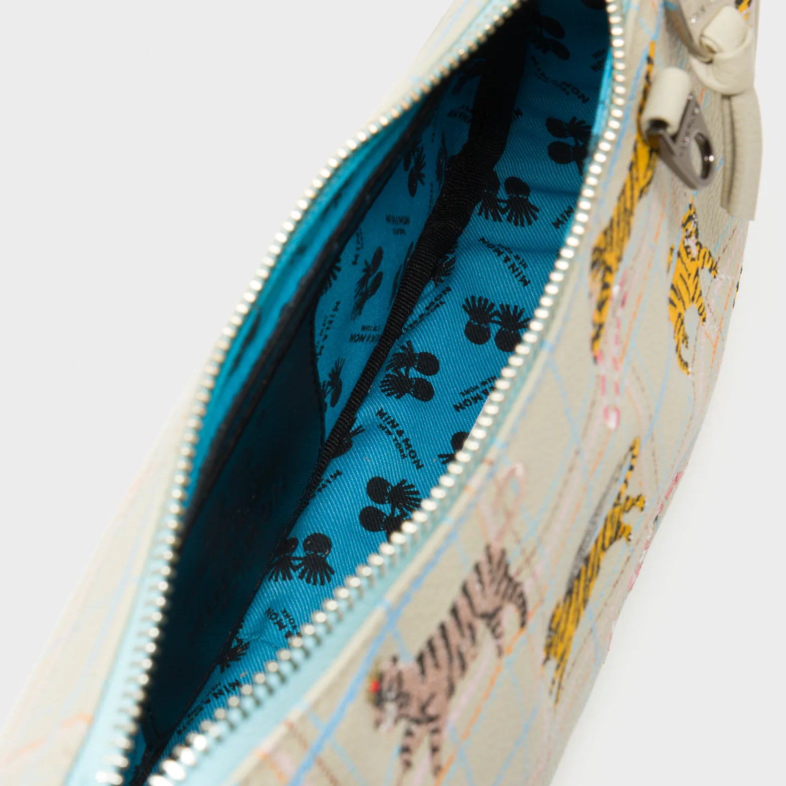 Lucas Hobo Mini Gravel Beige Handbag - Retro Tiger Embroidery - Inside View