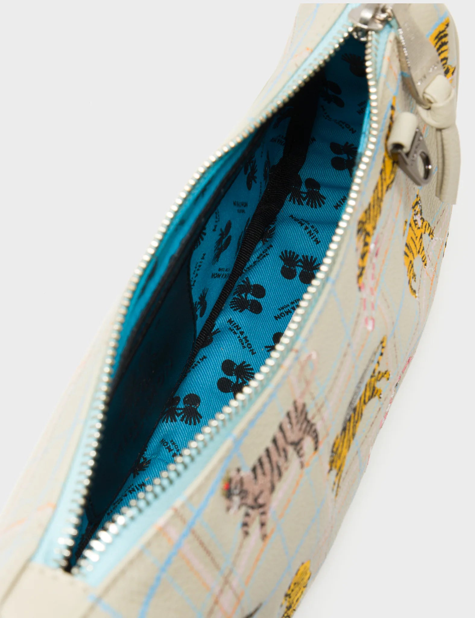 Lucas Hobo Mini Gravel Beige Handbag - Retro Tiger Embroidery - Inside View