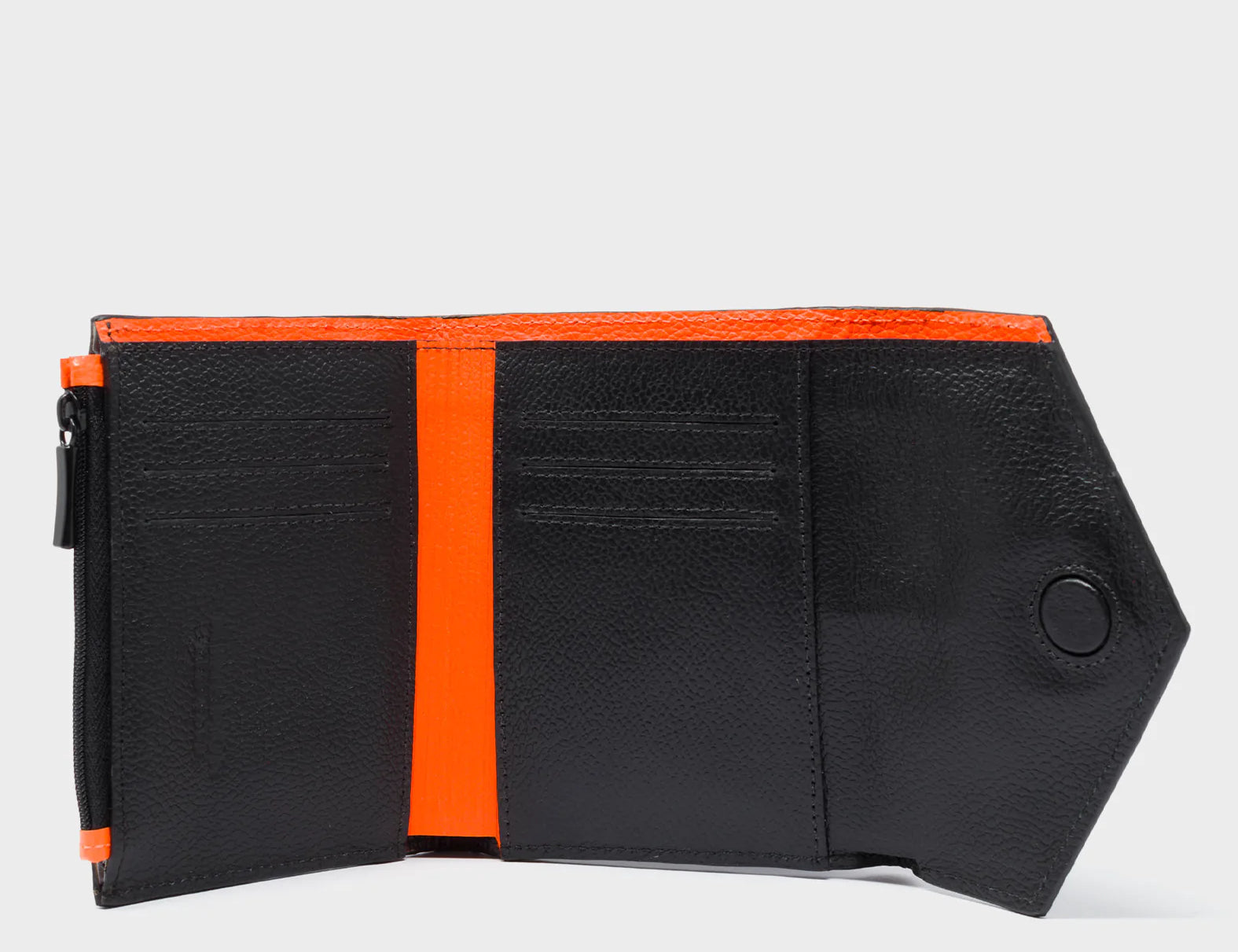 Fiona Black and Cream Leather Wallet - All Over Eyes Embroidery - Totally Open