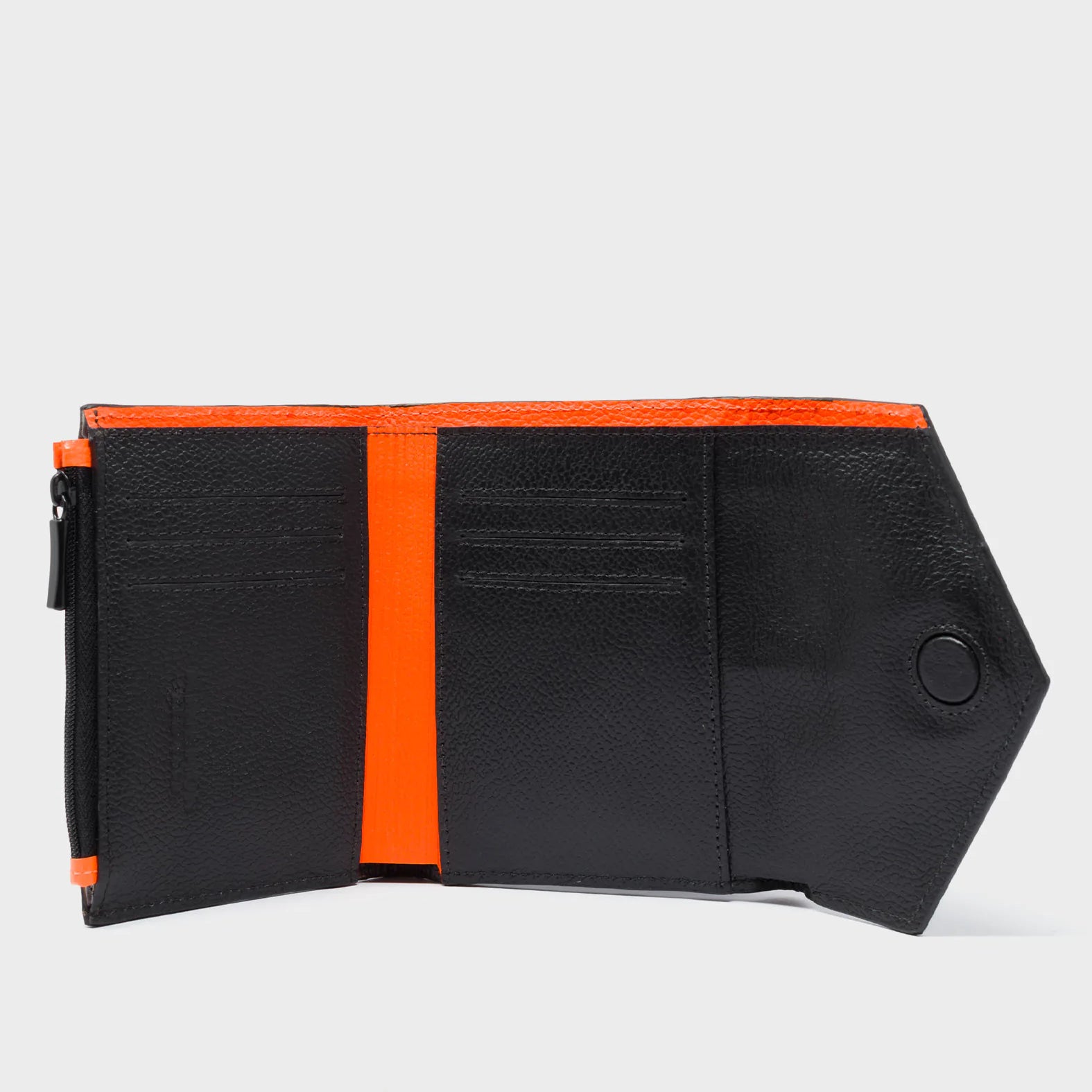 Fiona Black and Cream Leather Wallet - All Over Eyes Embroidery - Totally Open