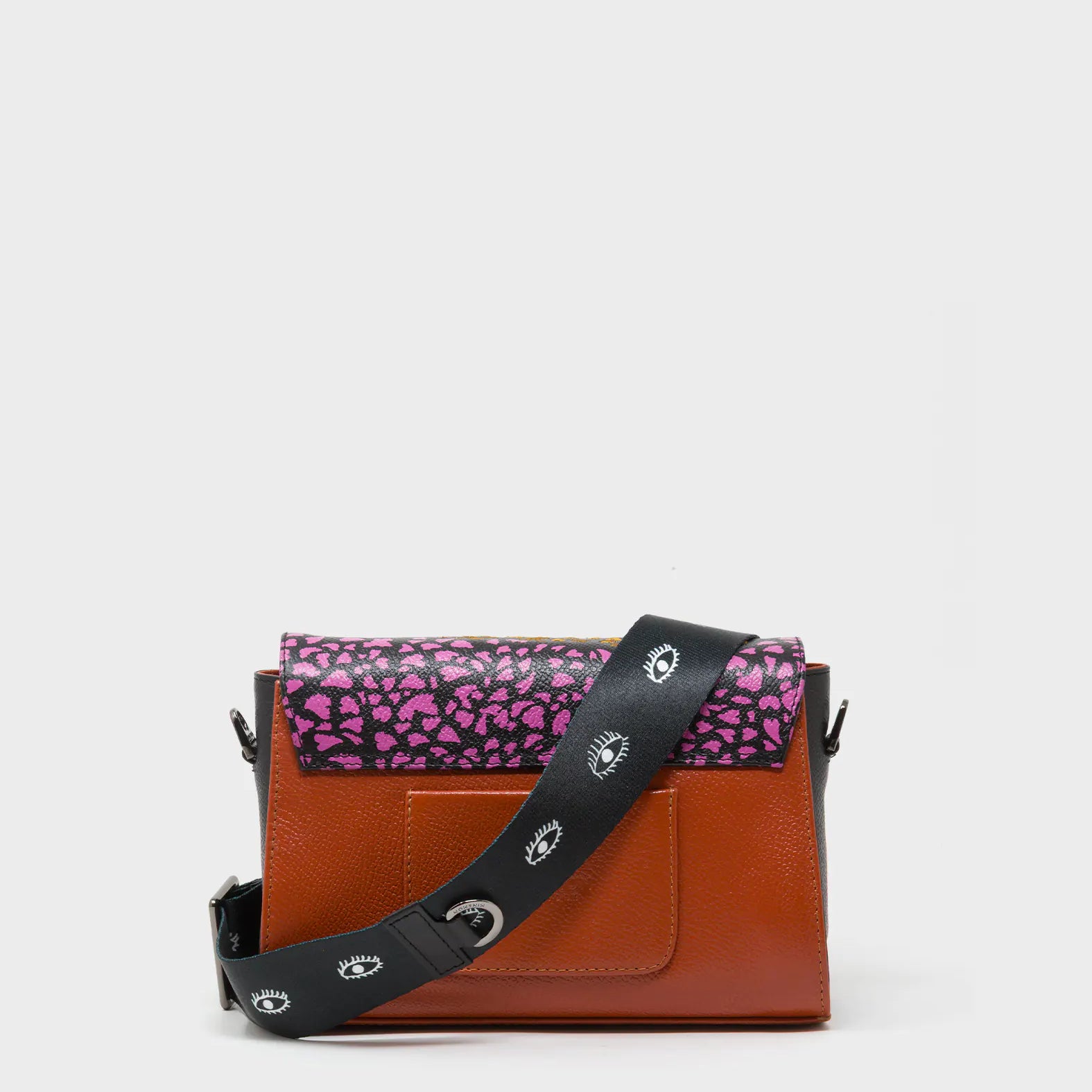 Cael Black Mini Shoulder Bag - Retro Tiger Embroidery - Back