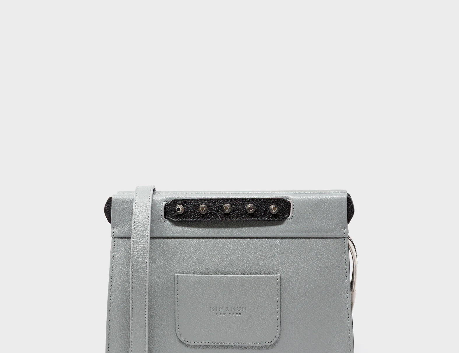 Vali Crossbody Small Gray Leather Bag - Tiger Rumble Embroidery - Back